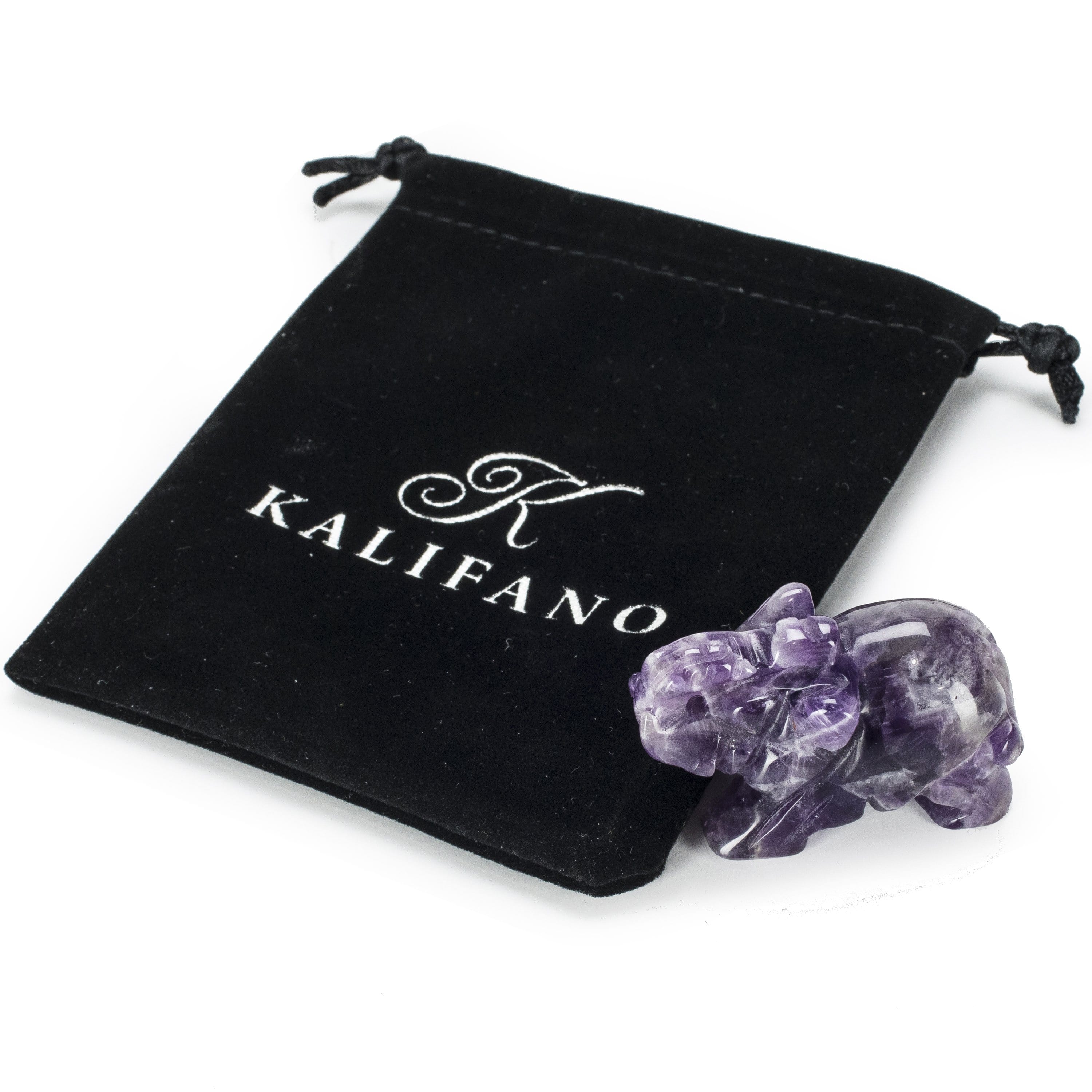 Kalifano Gemstone Carvings Amethyst Elephant 2'' Natural Gemstone Carving CV15-E-AM