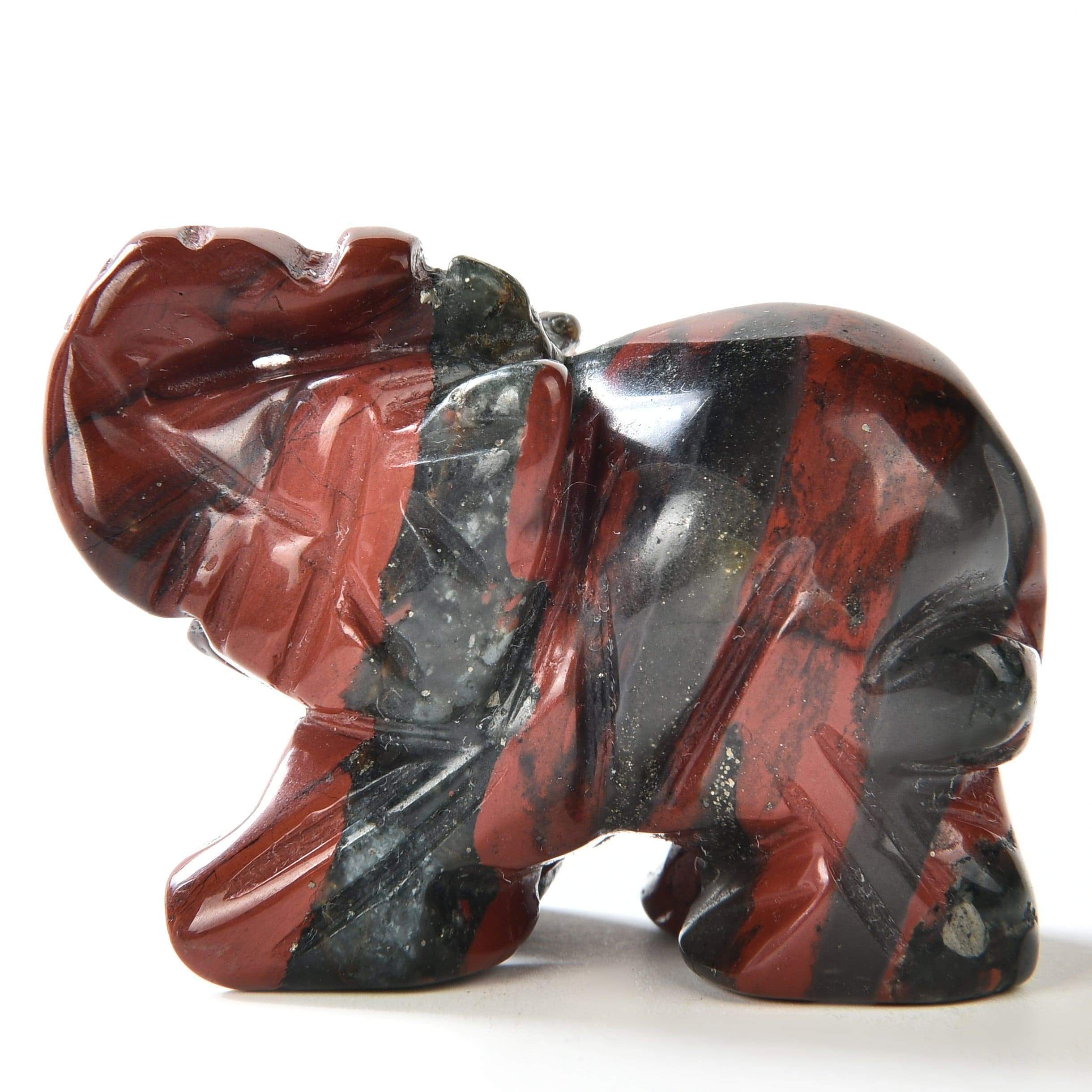 Bloodstone Elephant 1.5" Natural Gemstone Carving