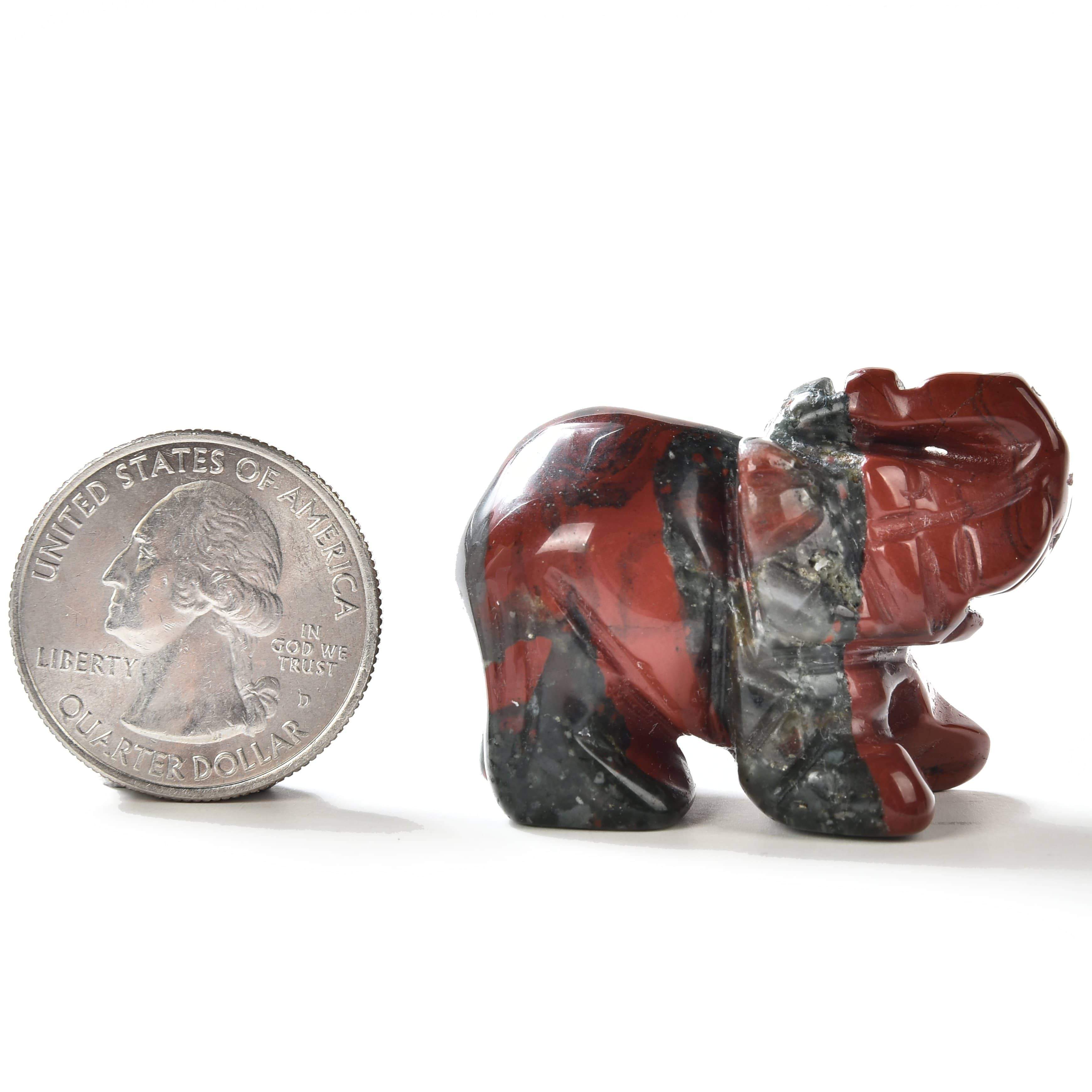 Bloodstone Elephant 1.5" Natural Gemstone Carving