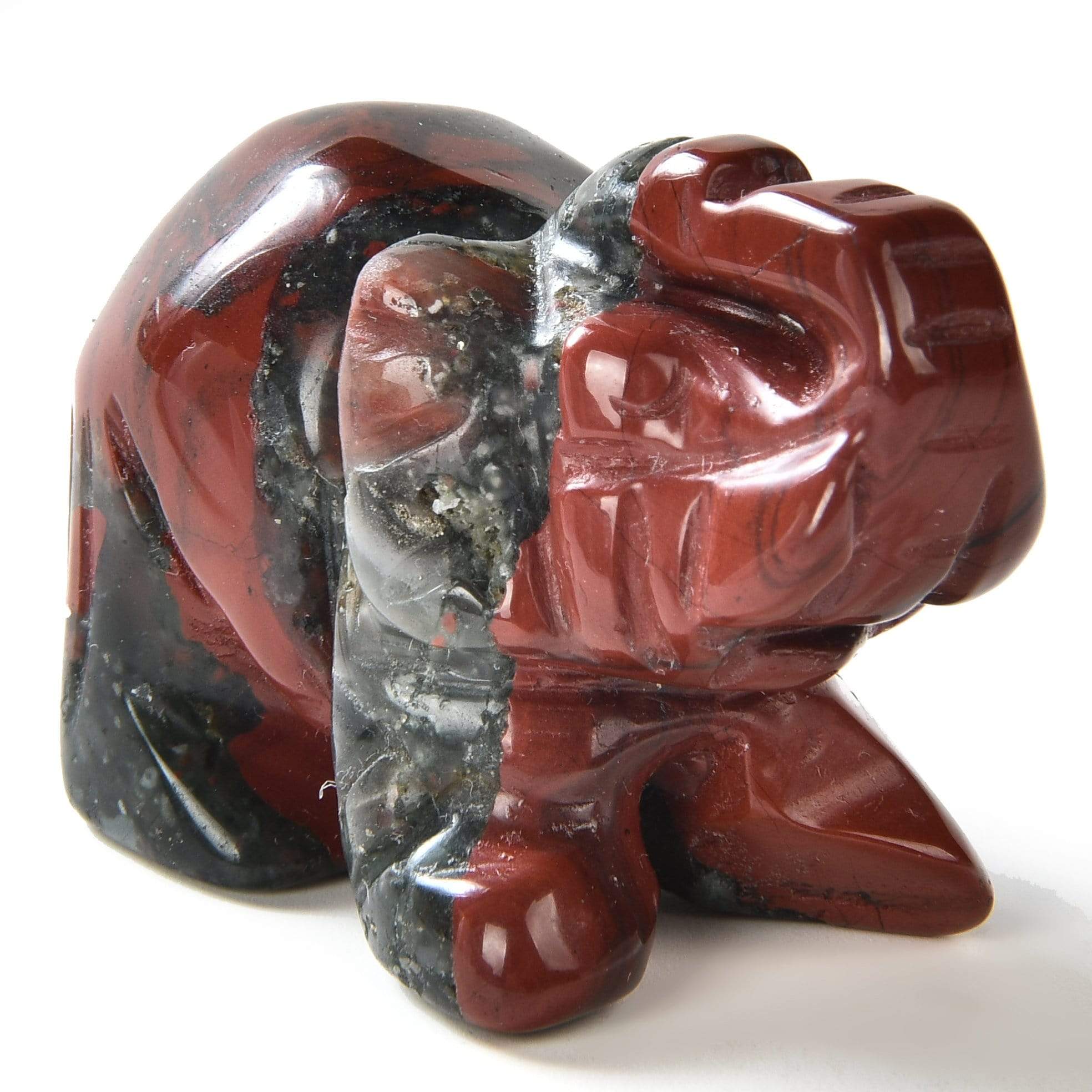 Bloodstone Elephant 1.5" Natural Gemstone Carving