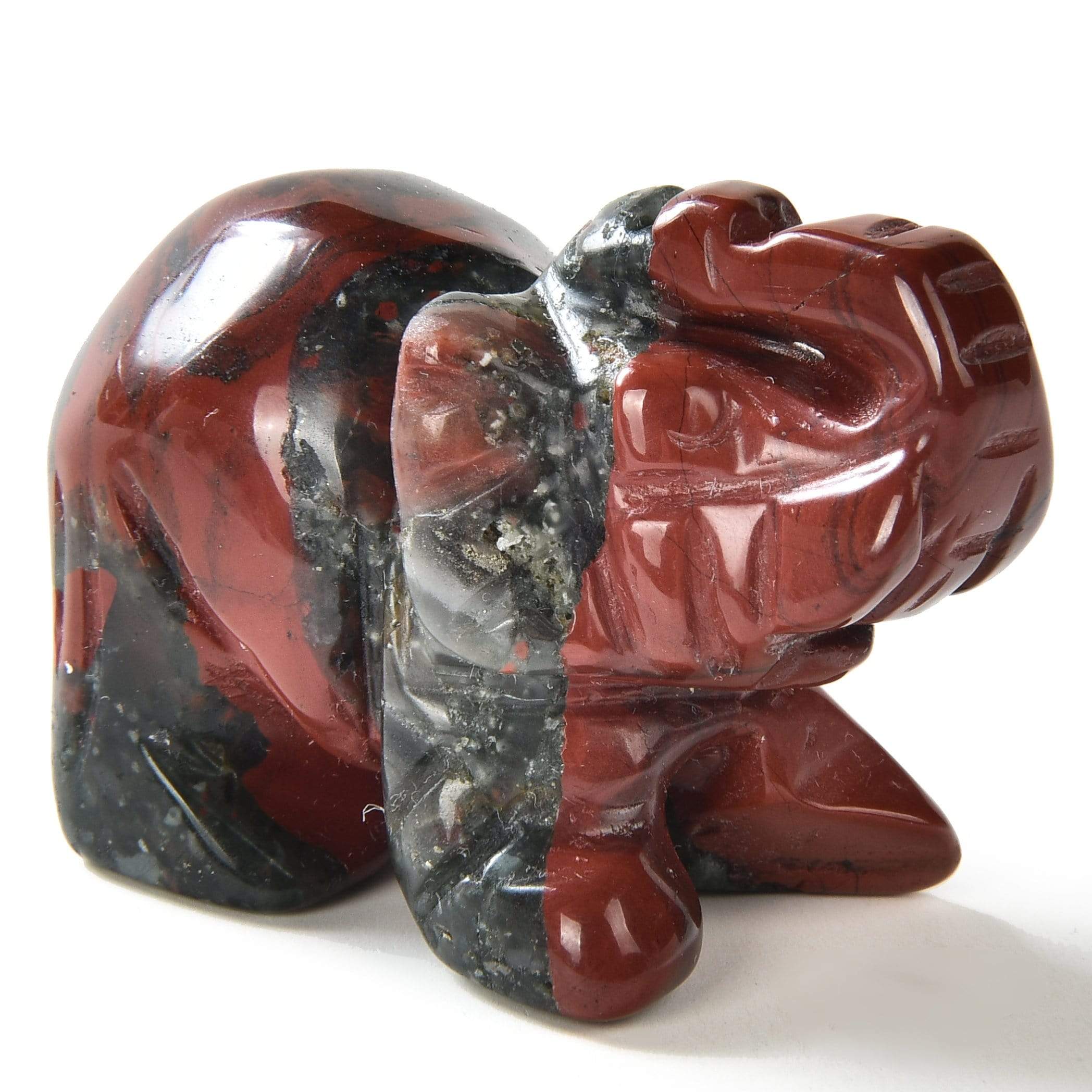 Bloodstone Elephant 1.5" Natural Gemstone Carving