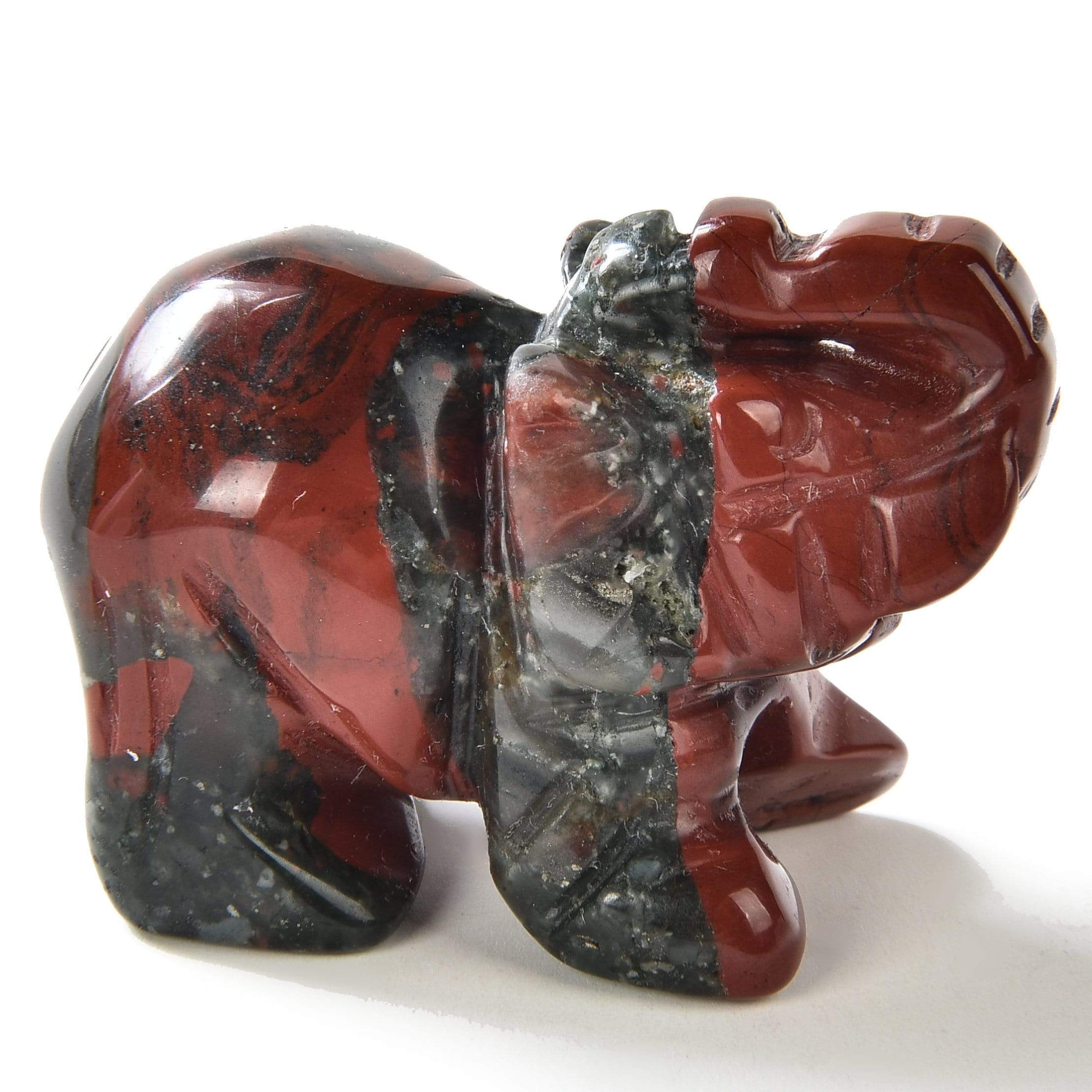 Bloodstone Elephant 1.5" Natural Gemstone Carving