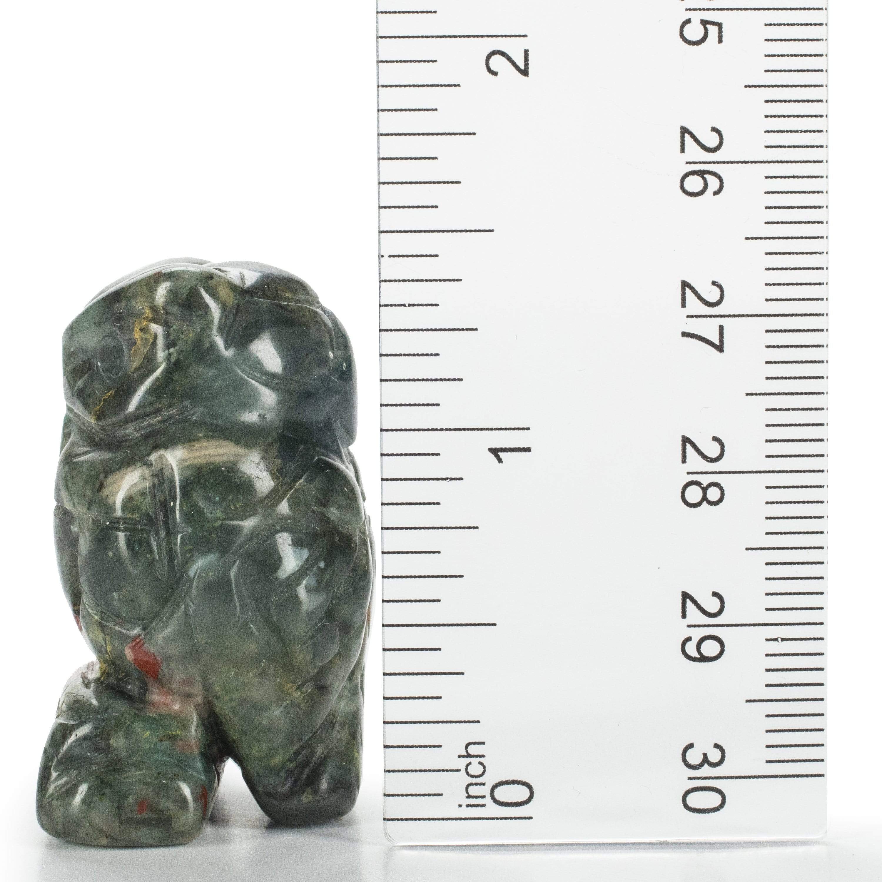 Kalifano Gemstone Carvings Bloodstone Owl 1.5" Natural Gemstone Carving CV12-O-BS