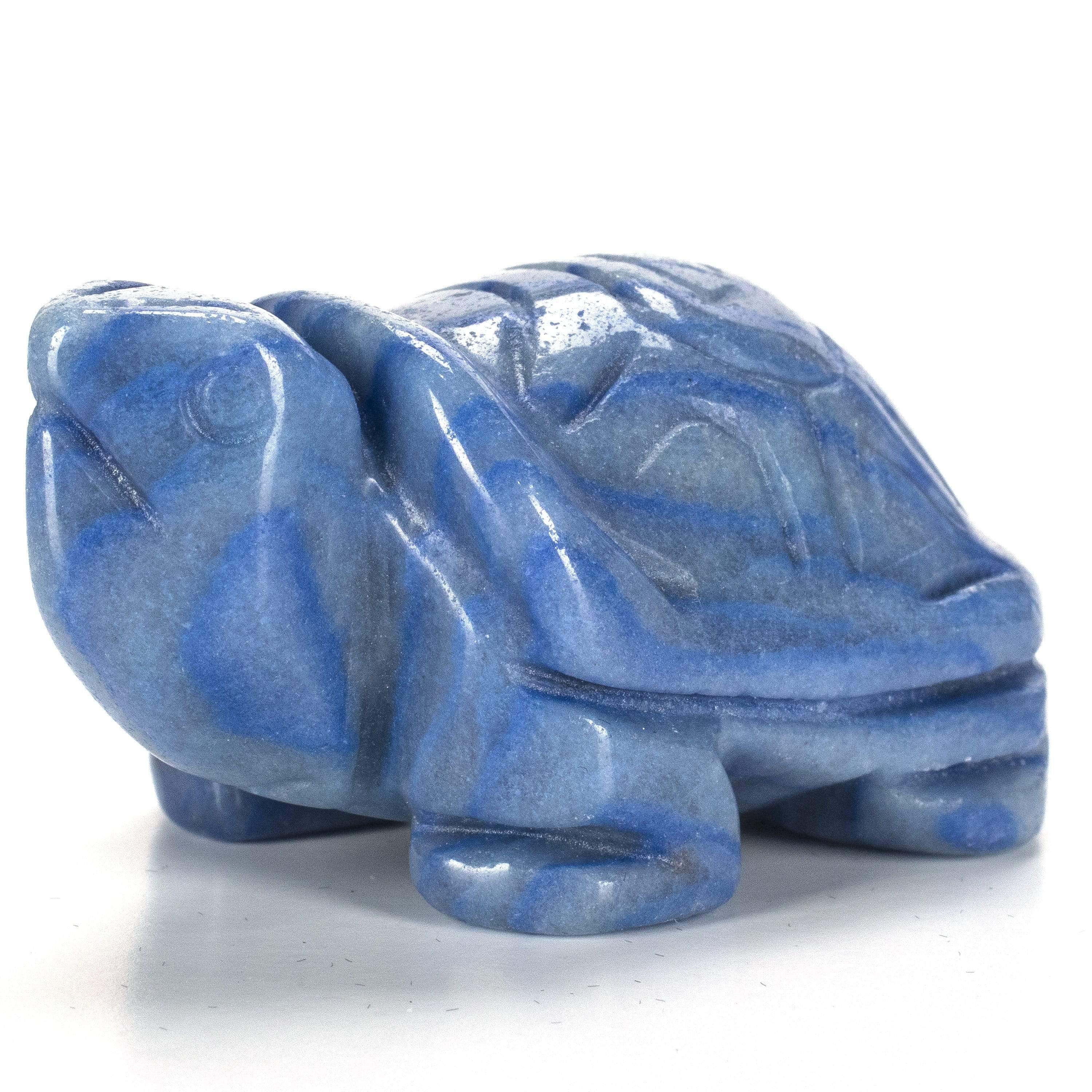 Kalifano Gemstone Carvings Blue Aventurine Turtle 2'' Natural Gemstone Carving CV14-T-BA