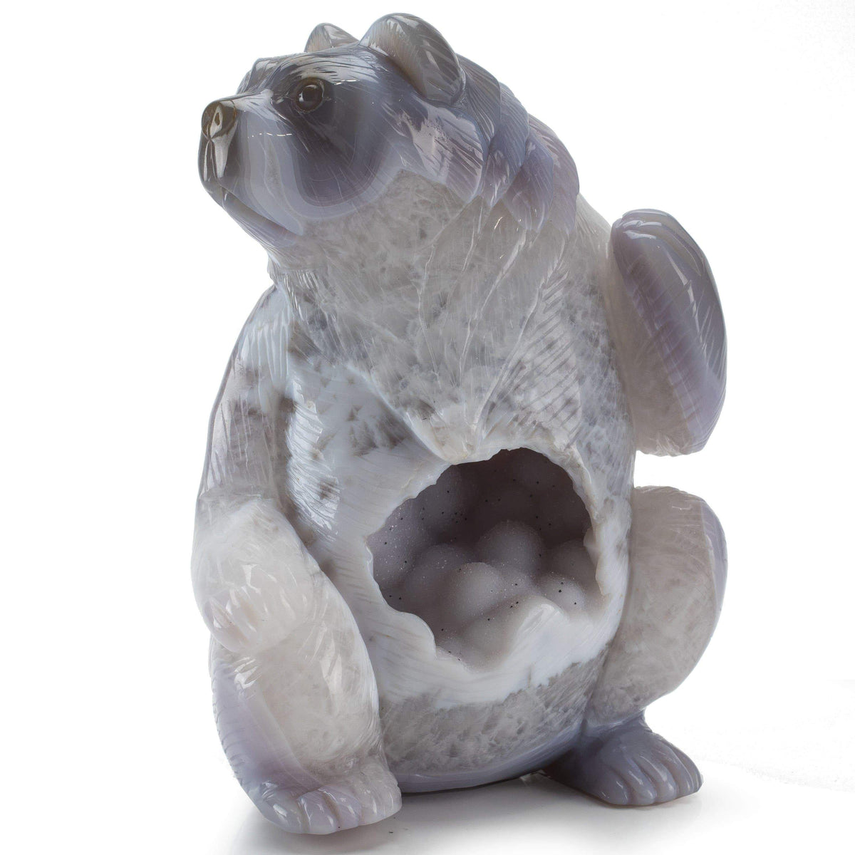 Kalifano Gemstone Carvings Chalcedony Agate Hand-Carved Bear Carving CV1075.001