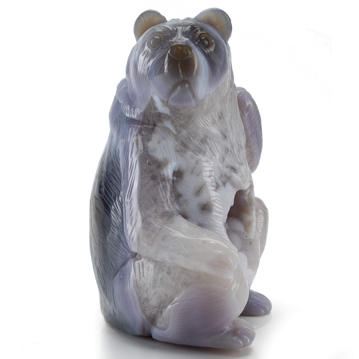 Kalifano Gemstone Carvings Chalcedony Agate Hand-Carved Bear Carving CV1075.001
