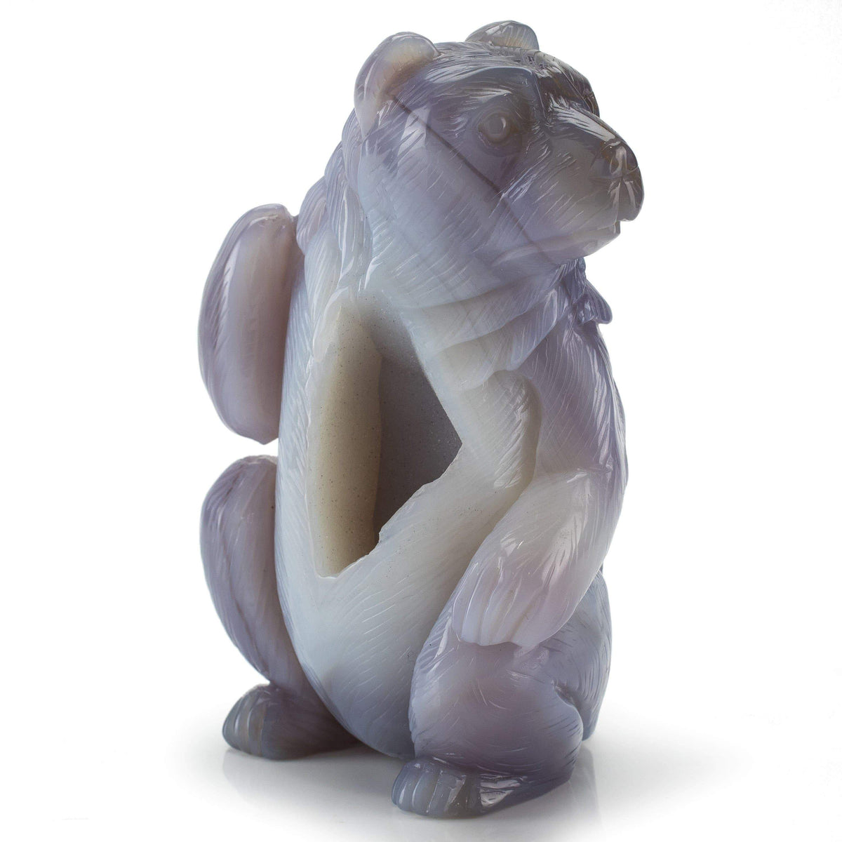 Kalifano Gemstone Carvings Chalcedony Agate Hand-Carved Bear Carving CV800.001