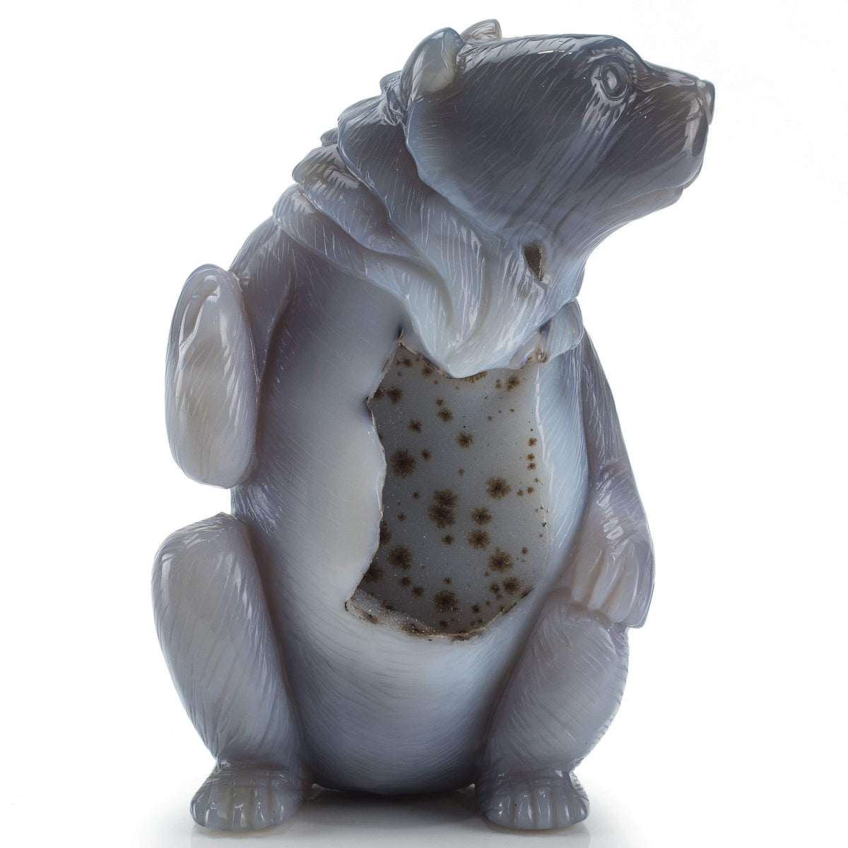 Kalifano Gemstone Carvings Chalcedony Agate Hand-Carved Bear Carving CV900.001