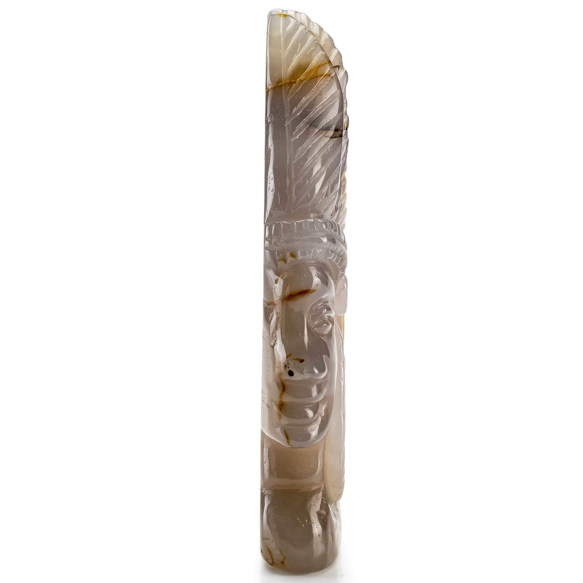 Kalifano Gemstone Carvings Chalcedony Agate Hand-Carved Chief Carving CV200.002
