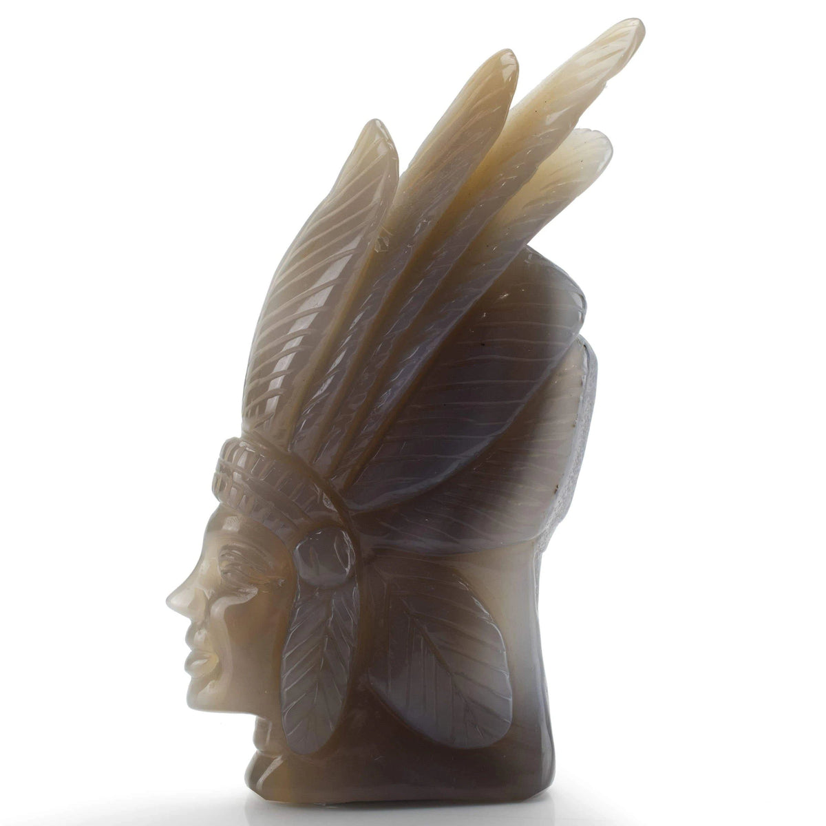 Kalifano Gemstone Carvings Chalcedony Agate Hand-Carved Chief Carving CV225.002
