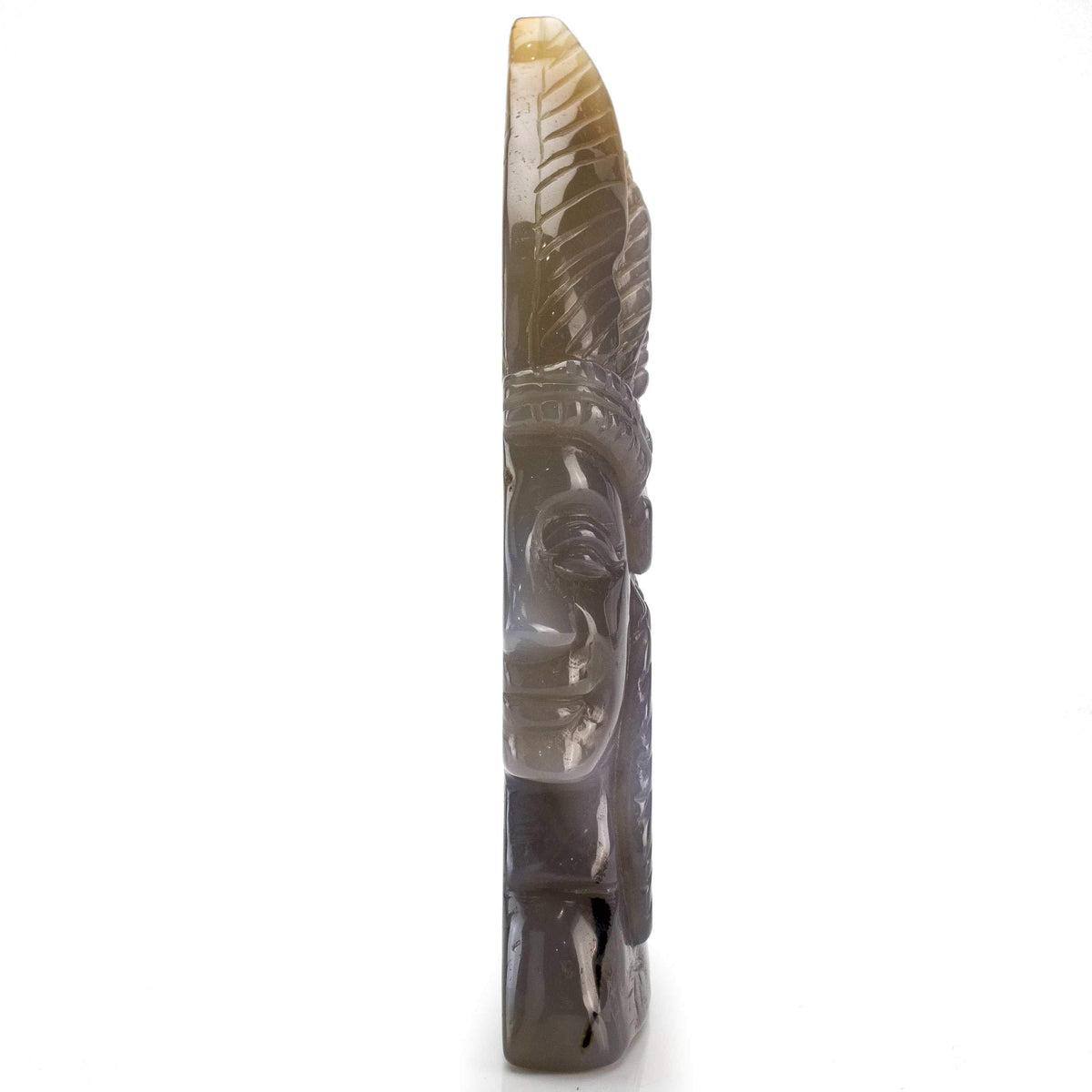 Kalifano Gemstone Carvings Chalcedony Agate Hand-Carved Chief Carving CV250.001