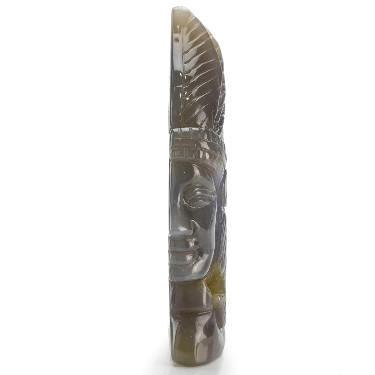 Kalifano Gemstone Carvings Chalcedony Agate Hand-Carved Chief Carving CV300.001