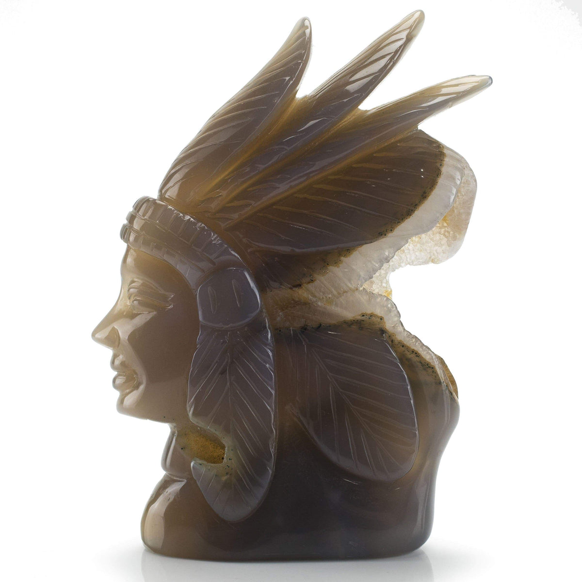Kalifano Gemstone Carvings Chalcedony Agate Hand-Carved Chief Carving CV300.001