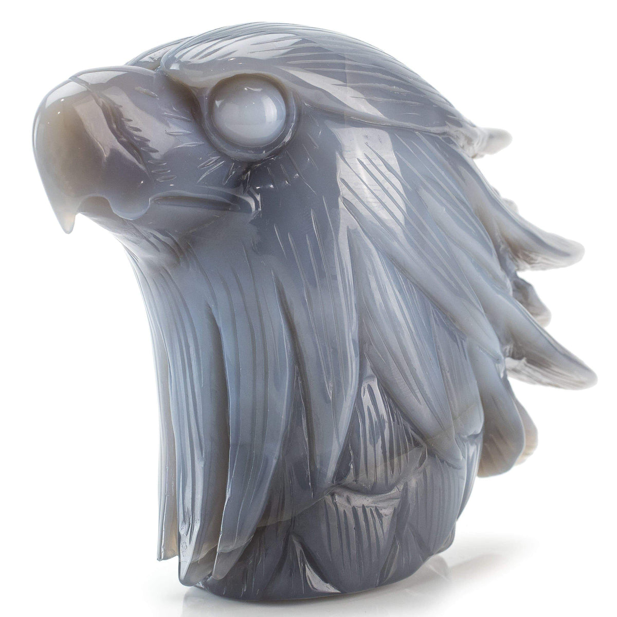 Kalifano Gemstone Carvings Chalcedony Agate Hand-Carved Eagle Carving CV425.002