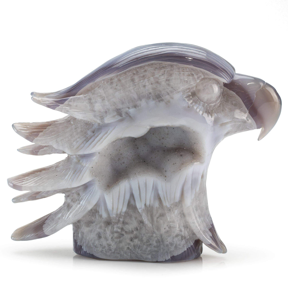 Kalifano Gemstone Carvings Chalcedony Agate Hand-Carved Eagle Carving CV600.001
