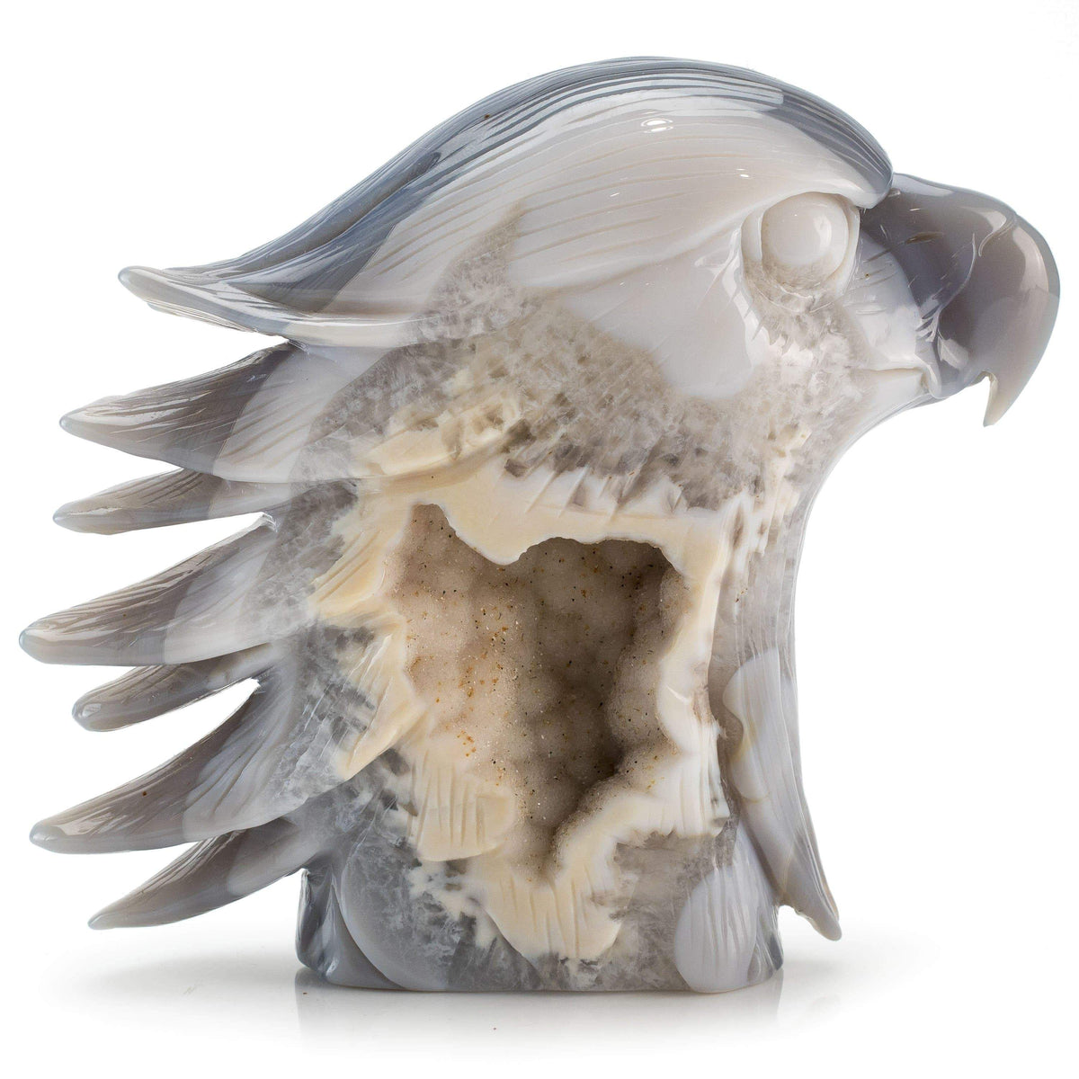 Kalifano Gemstone Carvings Chalcedony Agate Hand-Carved Eagle Carving CV600.002