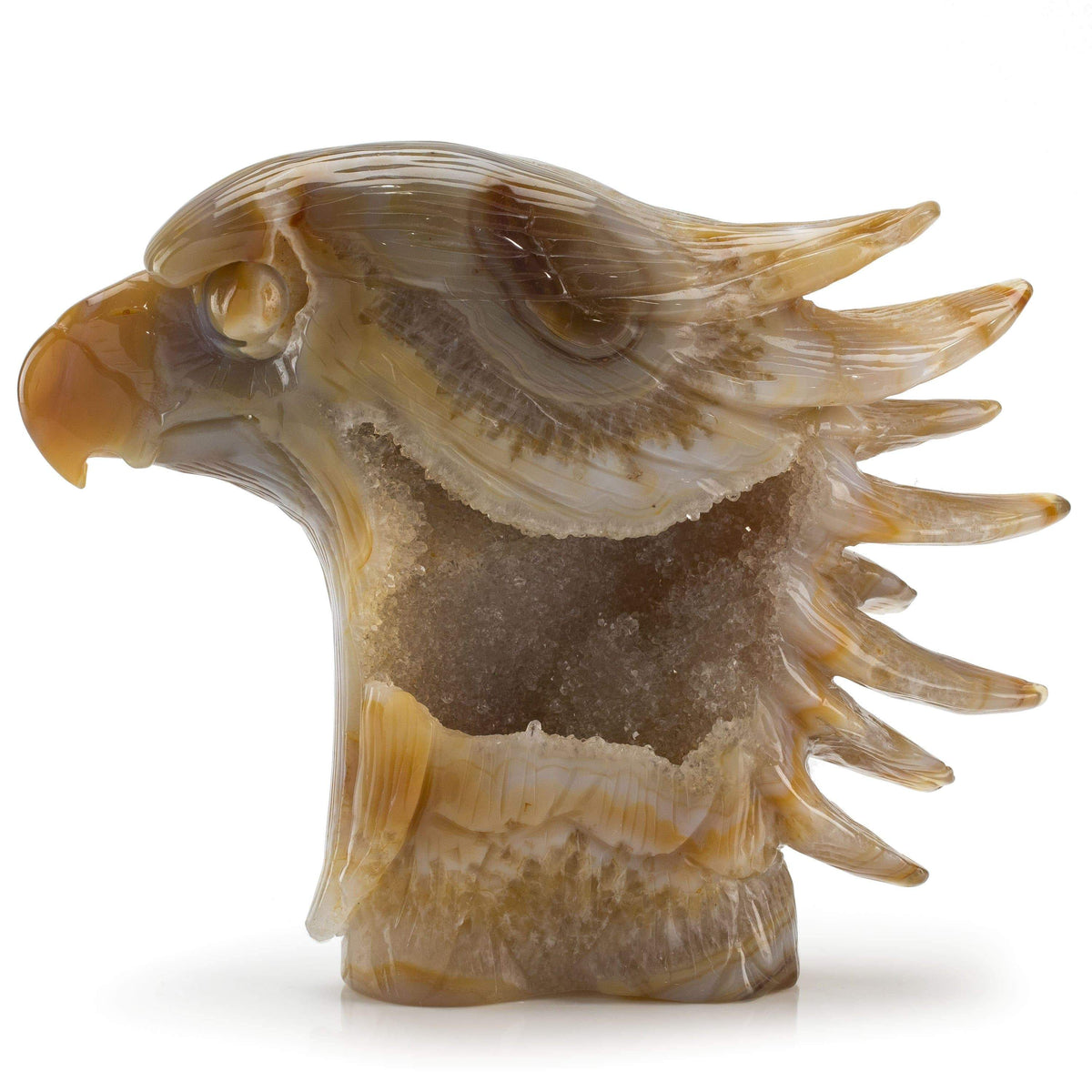 Kalifano Gemstone Carvings Chalcedony Agate Hand-Carved Eagle Carving CV750.001
