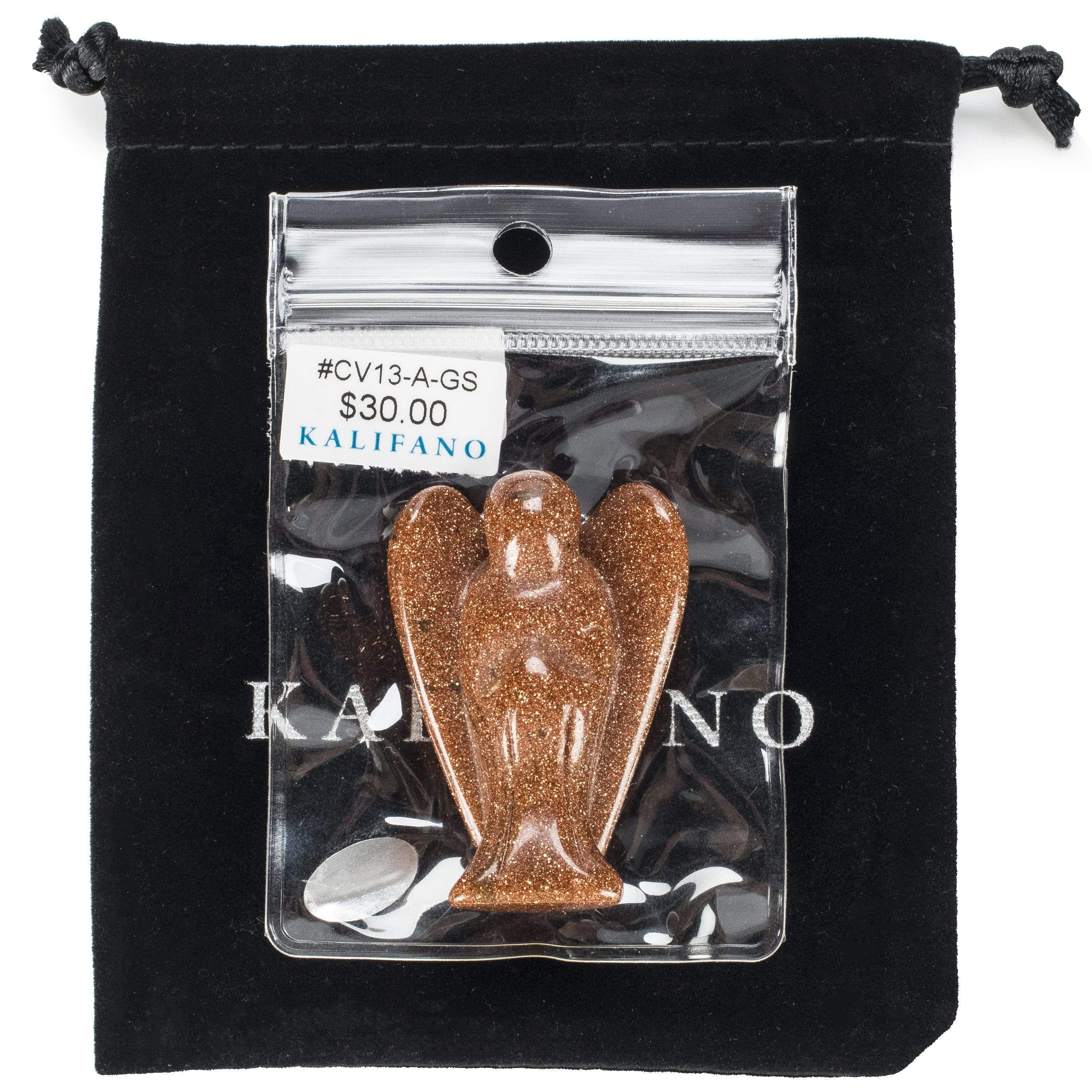 Kalifano Gemstone Carvings Goldstone Angel 2'' Natural Gemstone Carving CV13-A-GS