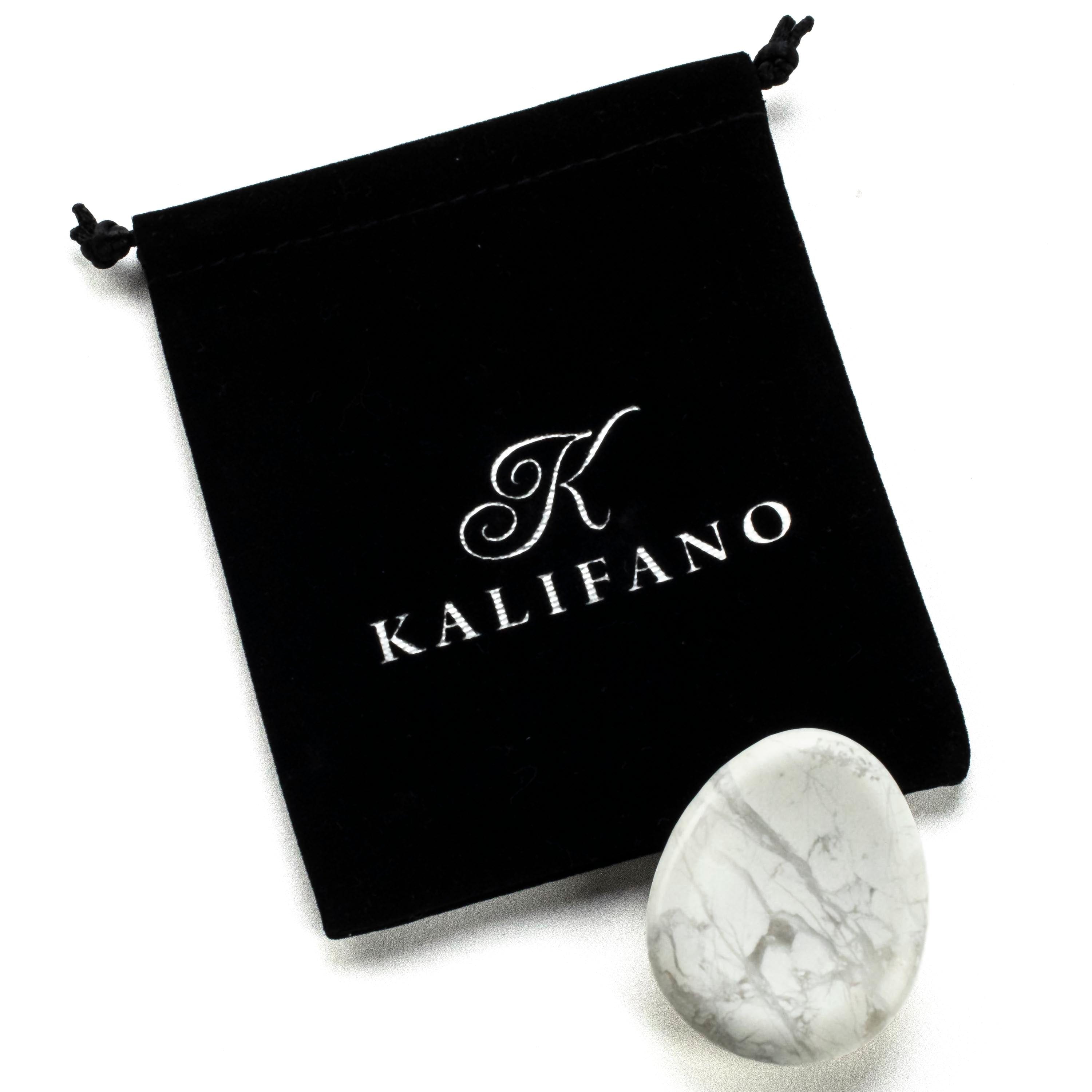 Kalifano Gemstone Carvings Howlite Worry Stone Natural Gemstone Carving CV10-W-HT