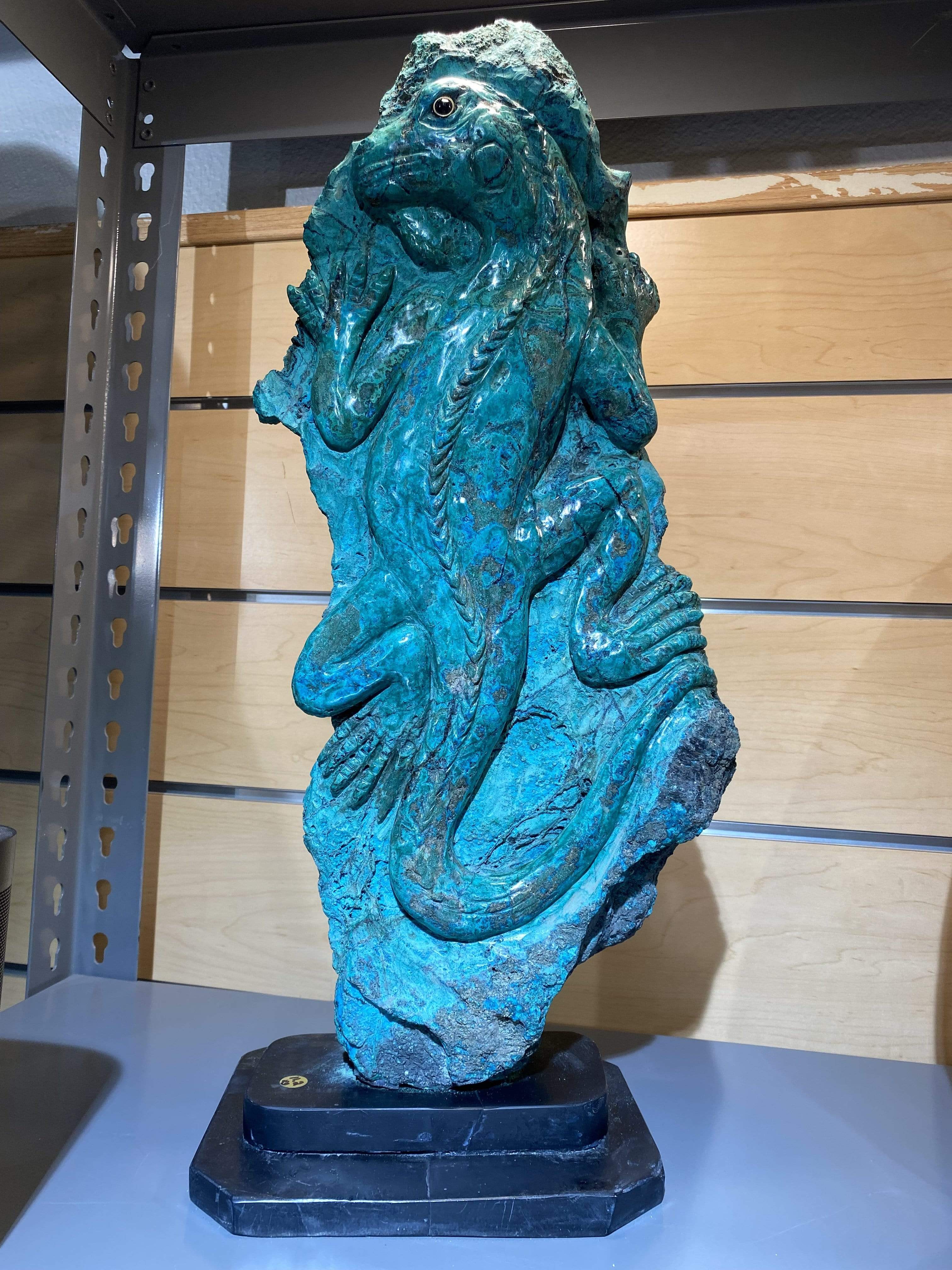 Kalifano Gemstone Carvings Natural Blue Chrysocolla Carving from Congo - 20" / 24 lbs CV24000.001