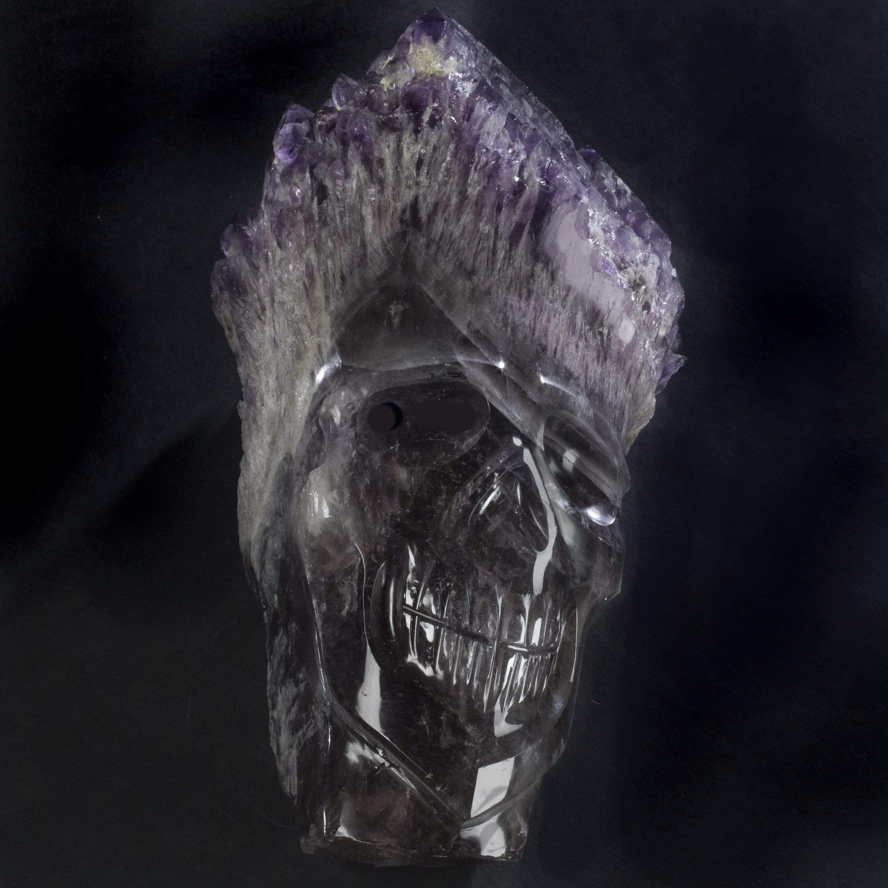 Kalifano Gemstone Carvings Natural Hand Carved Brazilian Laser Amethyst Skull - 12 in. / 15 lbs SK15000.001