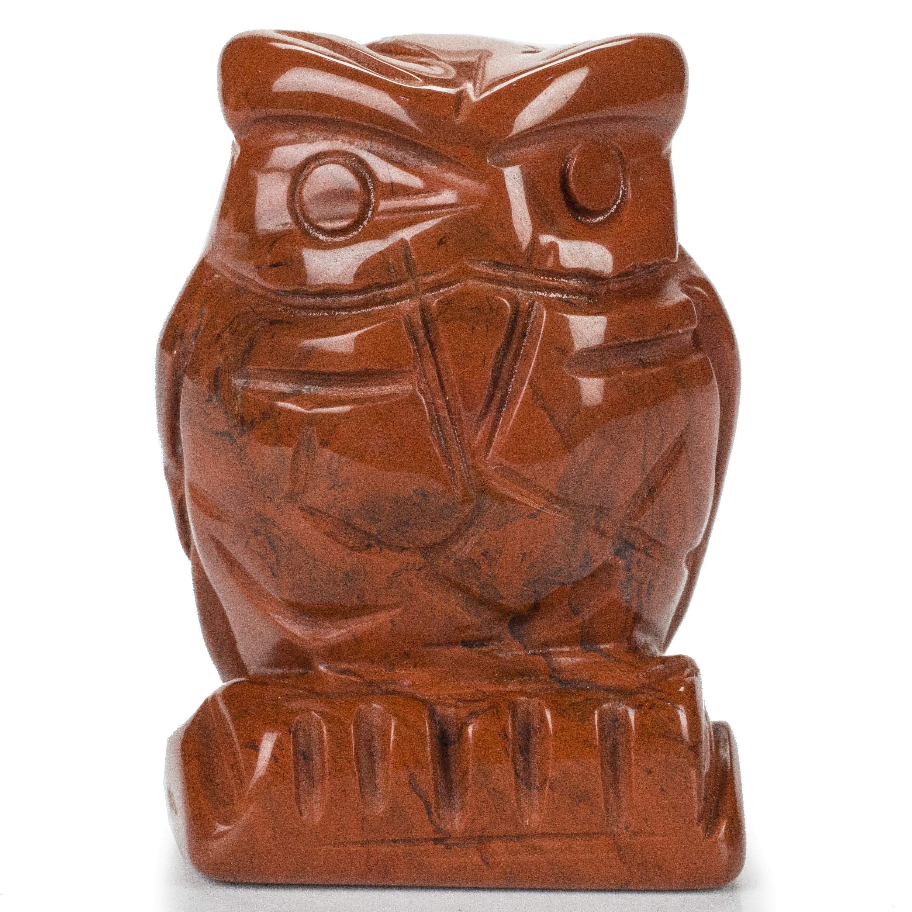 Kalifano Gemstone Carvings Red Jasper Owl 1.5'' Natural Gemstone Carving CV12-O-RJ
