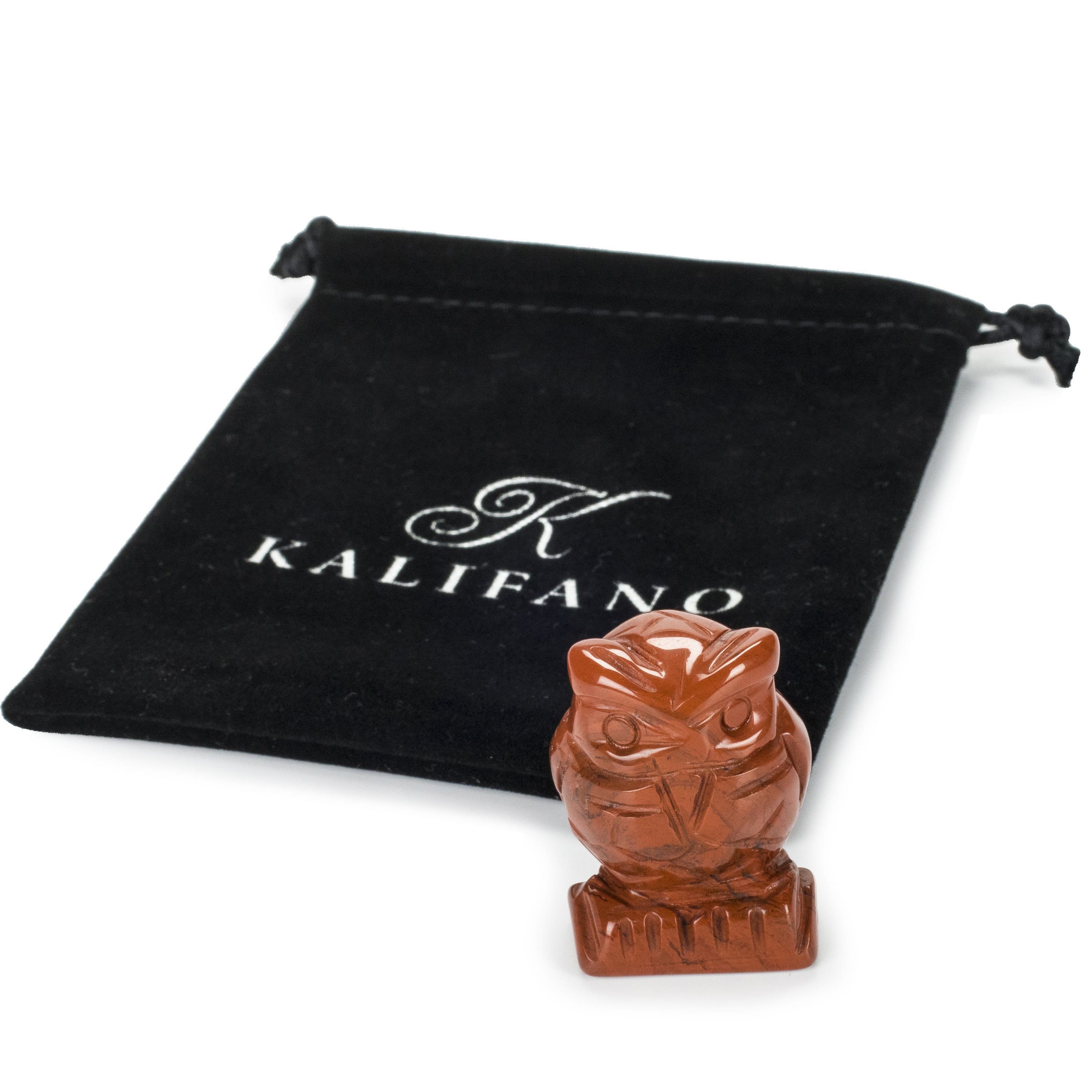 Kalifano Gemstone Carvings Red Jasper Owl 1.5'' Natural Gemstone Carving CV12-O-RJ