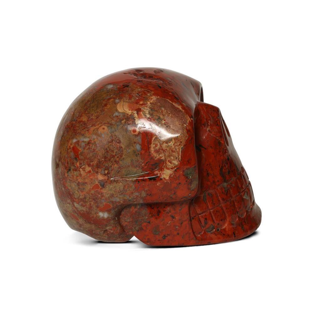 Kalifano Gemstone Carvings SKULL3600.007 - Hand Carved Brecciated Jasper Skull-Brazil- 7,390 Grams 8" x 6" x 6" SKULL3600.007