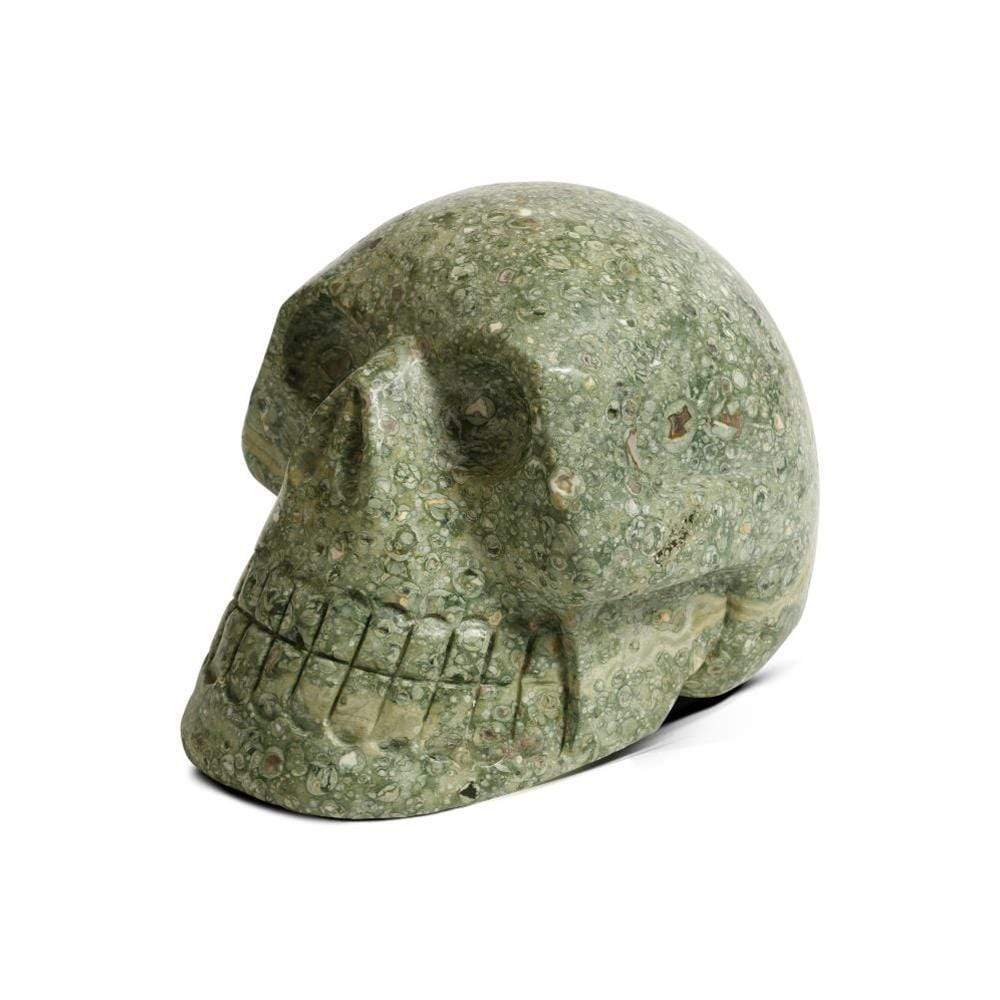 Kalifano Gemstone Carvings SKULL3600.008 - Hand Carved Rain Forest Jasper Skull-Brazil- 6,920 Grams 9" x 7" x 7" SKULL3600.008