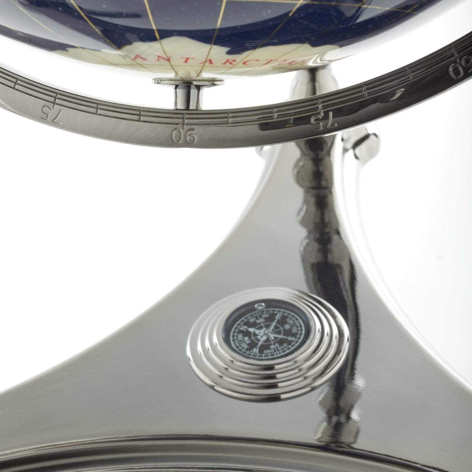 Kalifano Gemstone Globes 37" Tall Gemstone Globe with Lapis Ocean on Ambassador Gun Metal 3-Leg High Stand GTH330GM-LP