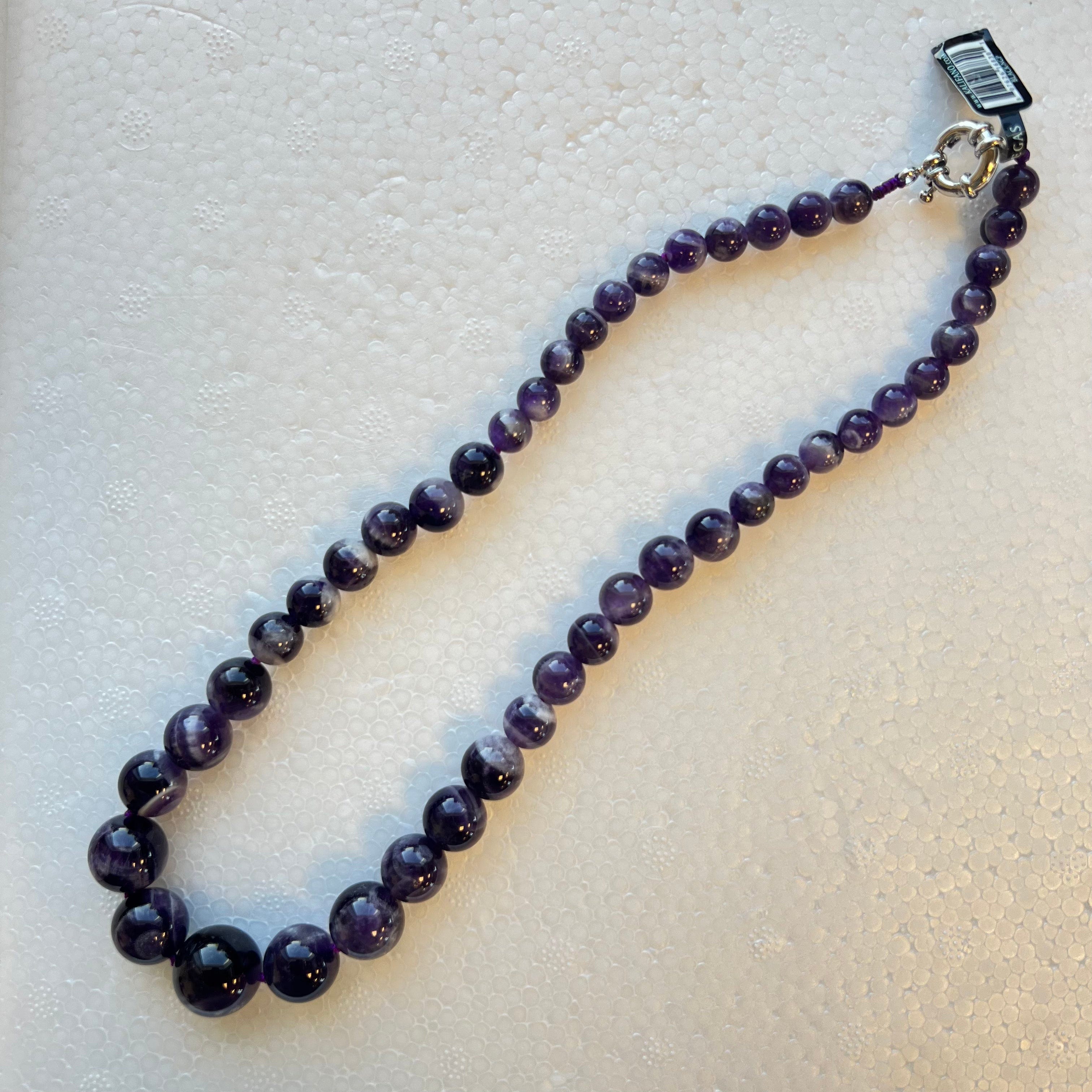 KALIFANO Gemstone Necklaces Amethyst Beads Gemstone Necklace BLACK-NGP-001