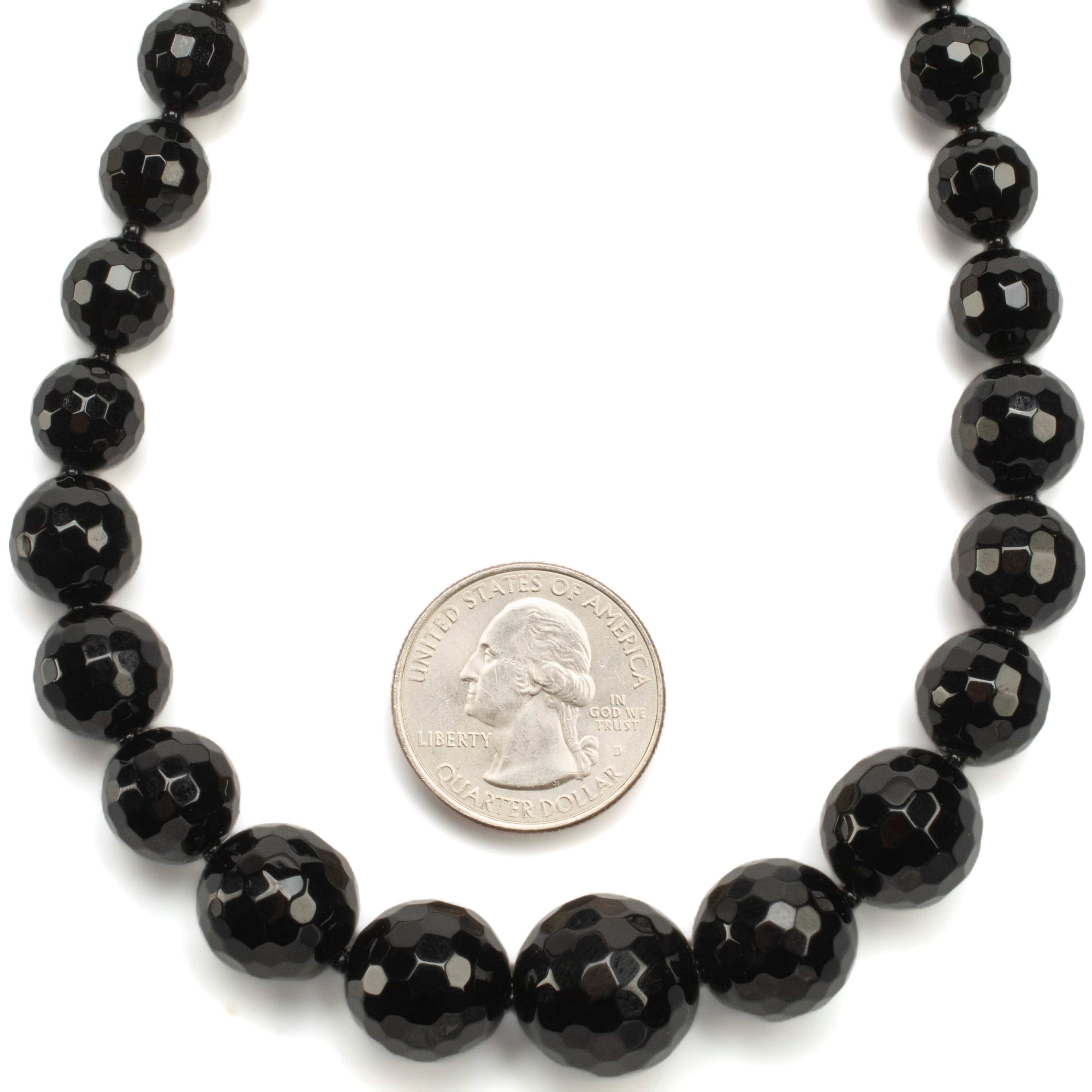KALIFANO Gemstone Necklaces Black Agate Beads Gemstone Necklace GOLD-NGP-016