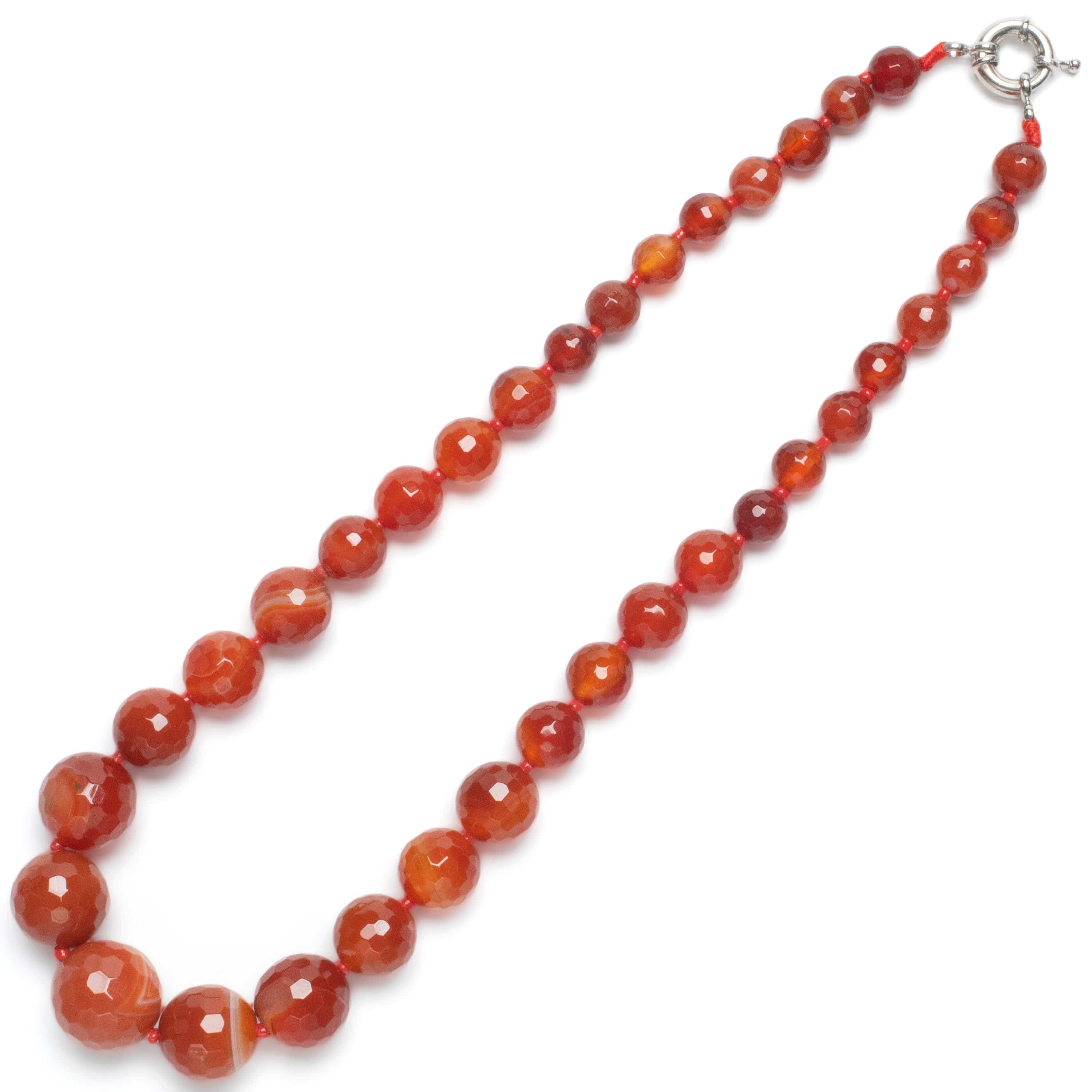 KALIFANO Gemstone Necklaces Faceted Carnelian Beads Gemstone Necklace GOLD-NGP-018