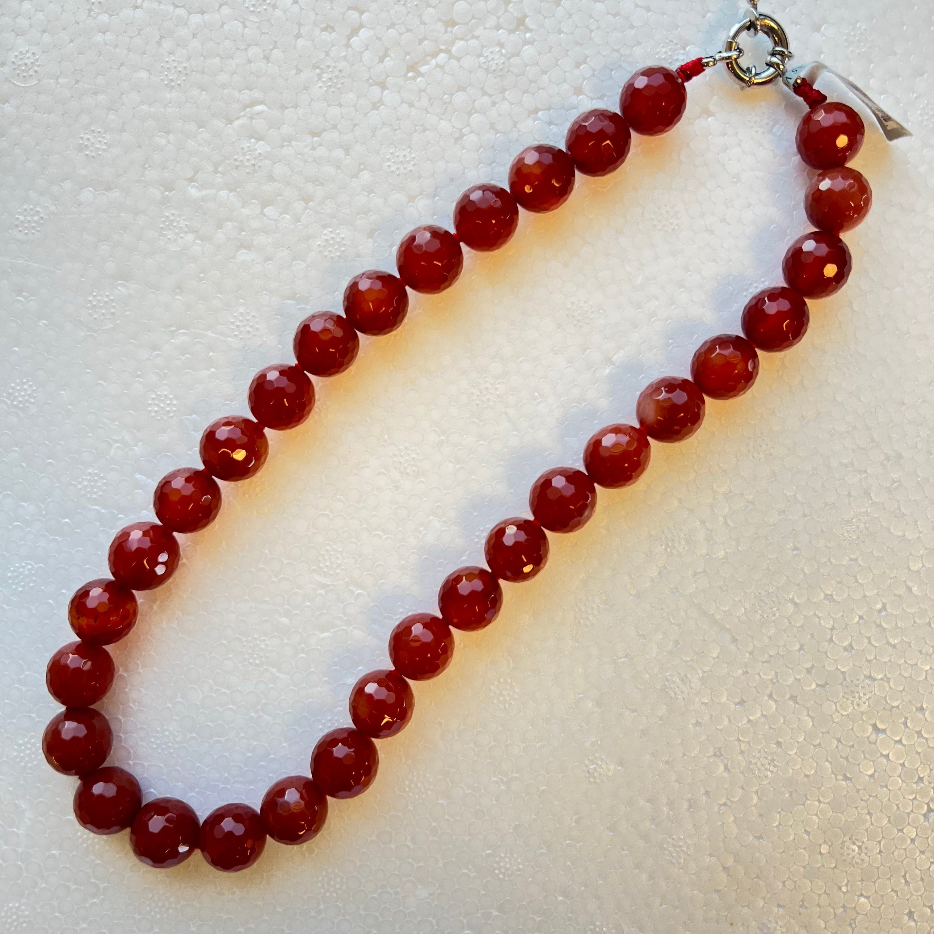 KALIFANO Gemstone Necklaces Faceted Carnelian Beads Gemstone Necklace PLAT-NGP-004
