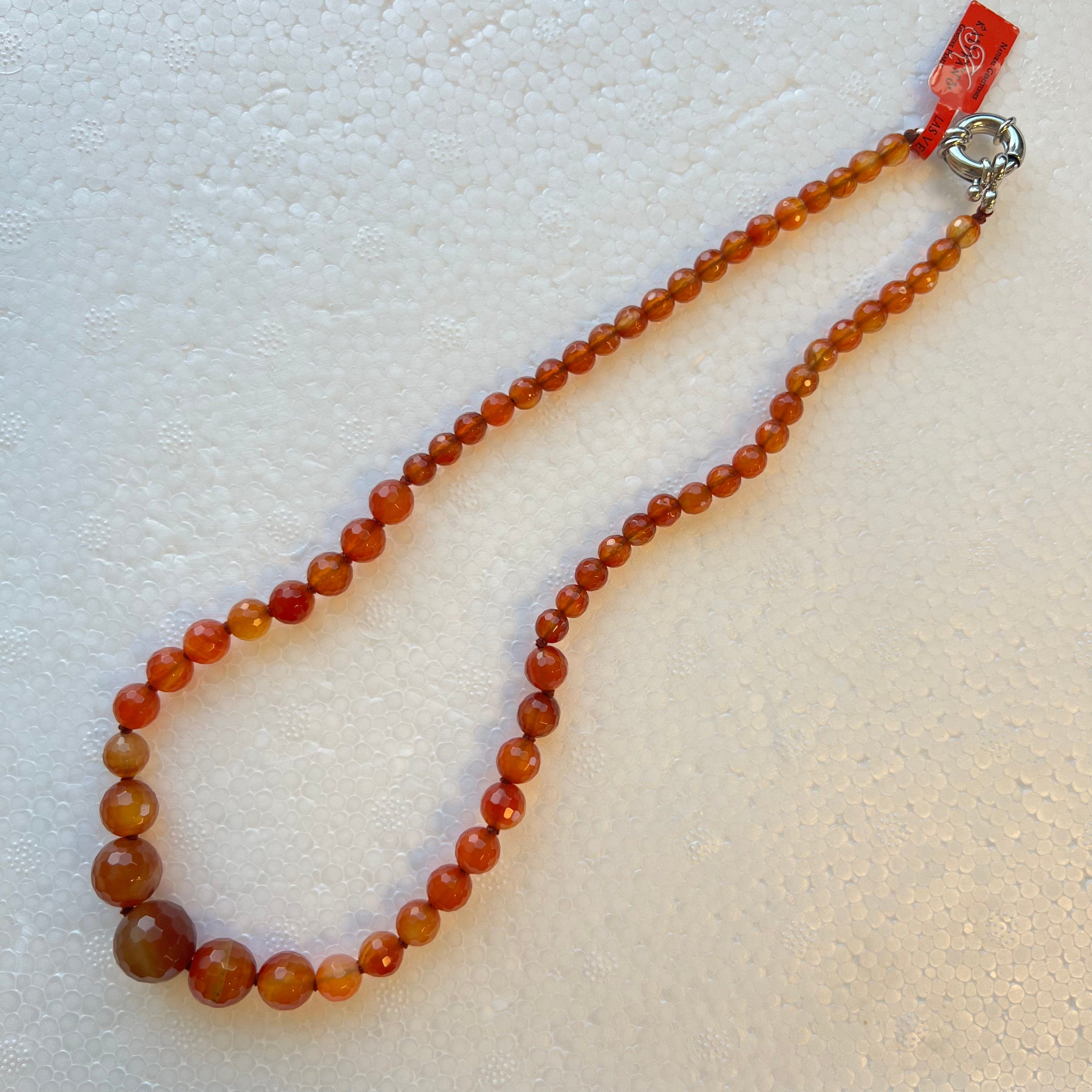 KALIFANO Gemstone Necklaces Faceted Carnelian Beads Gemstone Necklace RED-NGP-014