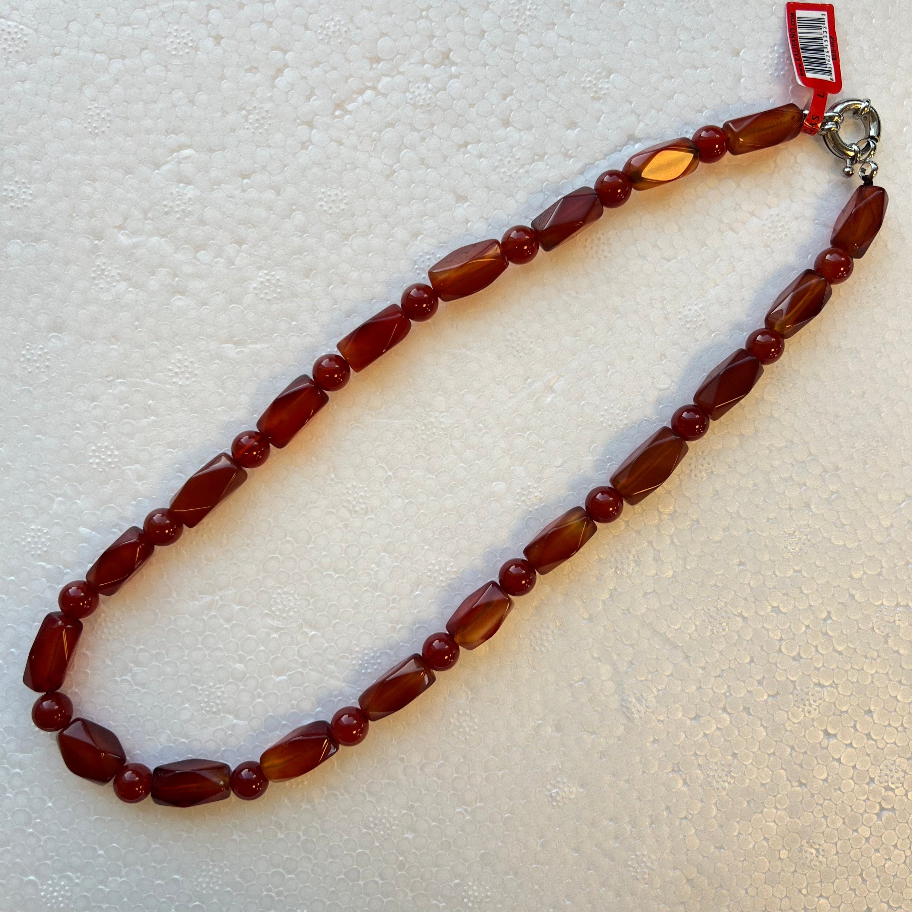 KALIFANO Gemstone Necklaces Faceted Carnelian Beads Gemstone Necklace RED-NGP-015