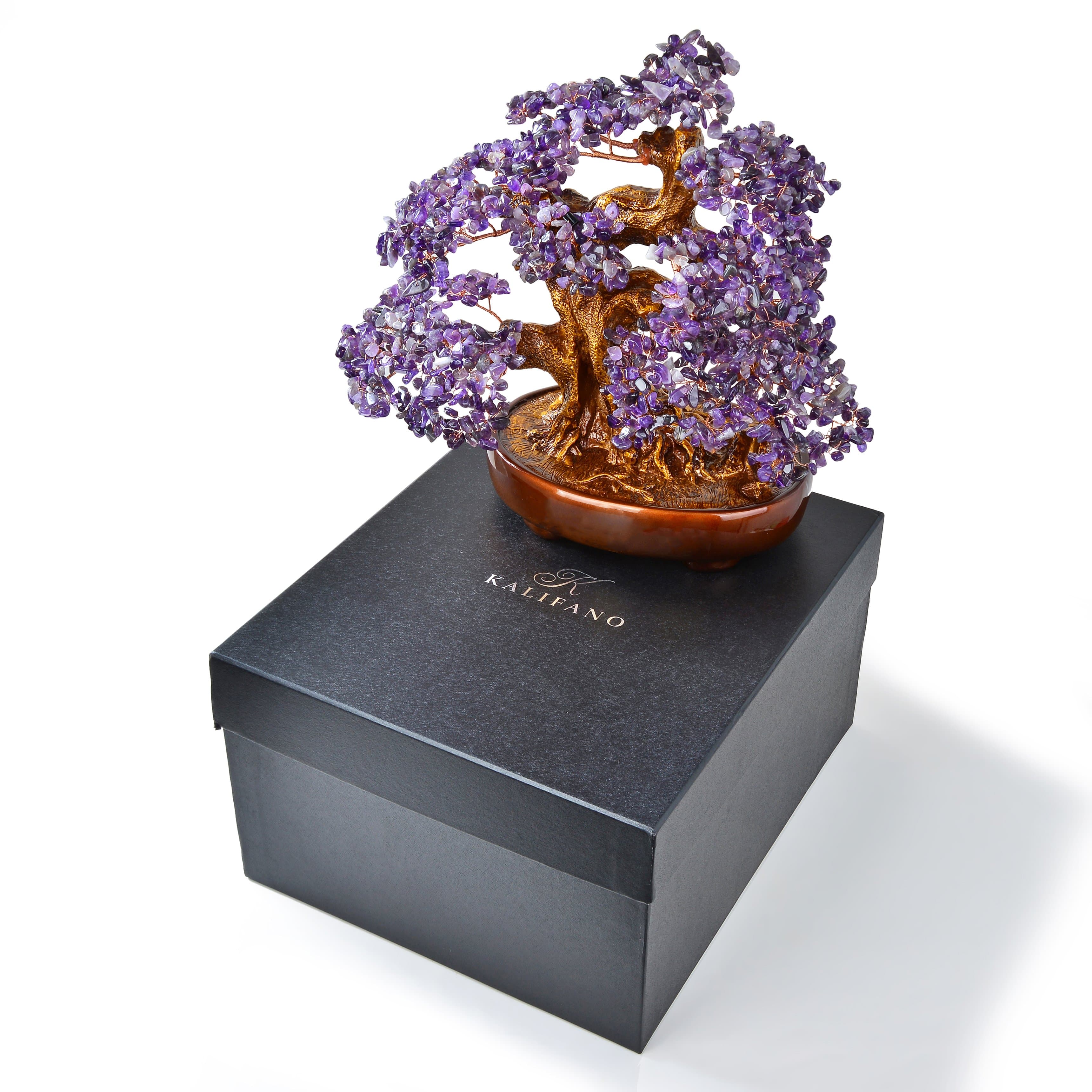 Kalifano Gemstone Trees Amethyst Bonsai Tree of Life with 1,251 Crystals K9150N-AM