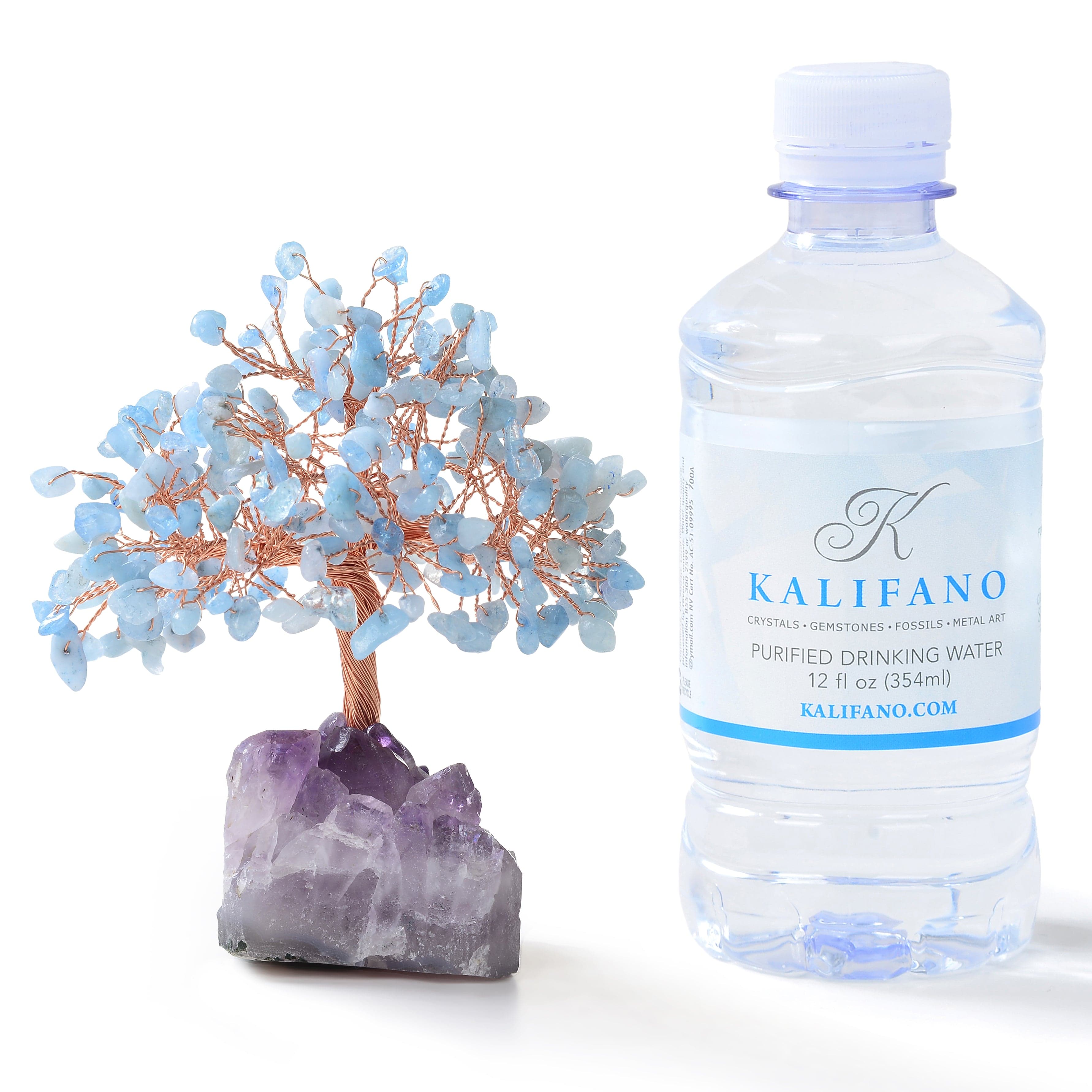 Kalifano Gemstone Trees Aquamarine Natural Gemstone Tree of Life with Amethyst Geode Base K946-AQ