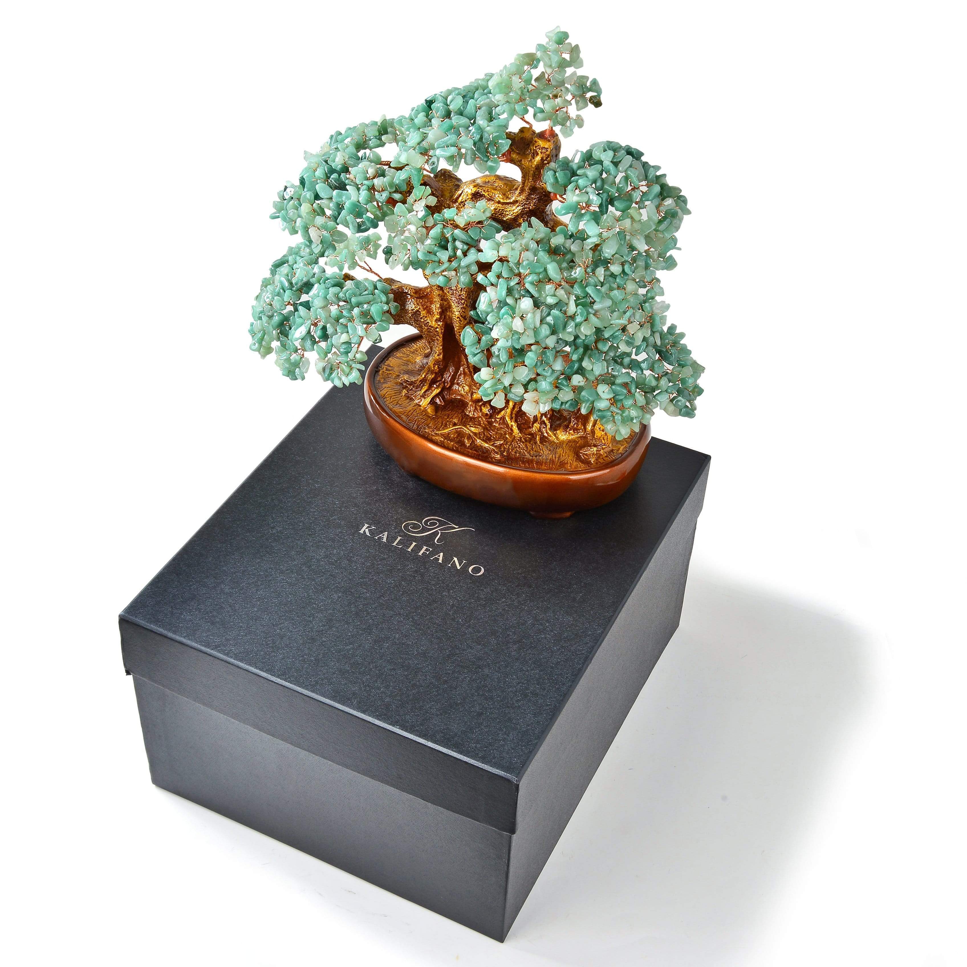 Kalifano Gemstone Trees Aventurine Tree of Life on Resin and Wood Base with 1,251 Natural Gemstones K9150N-AV