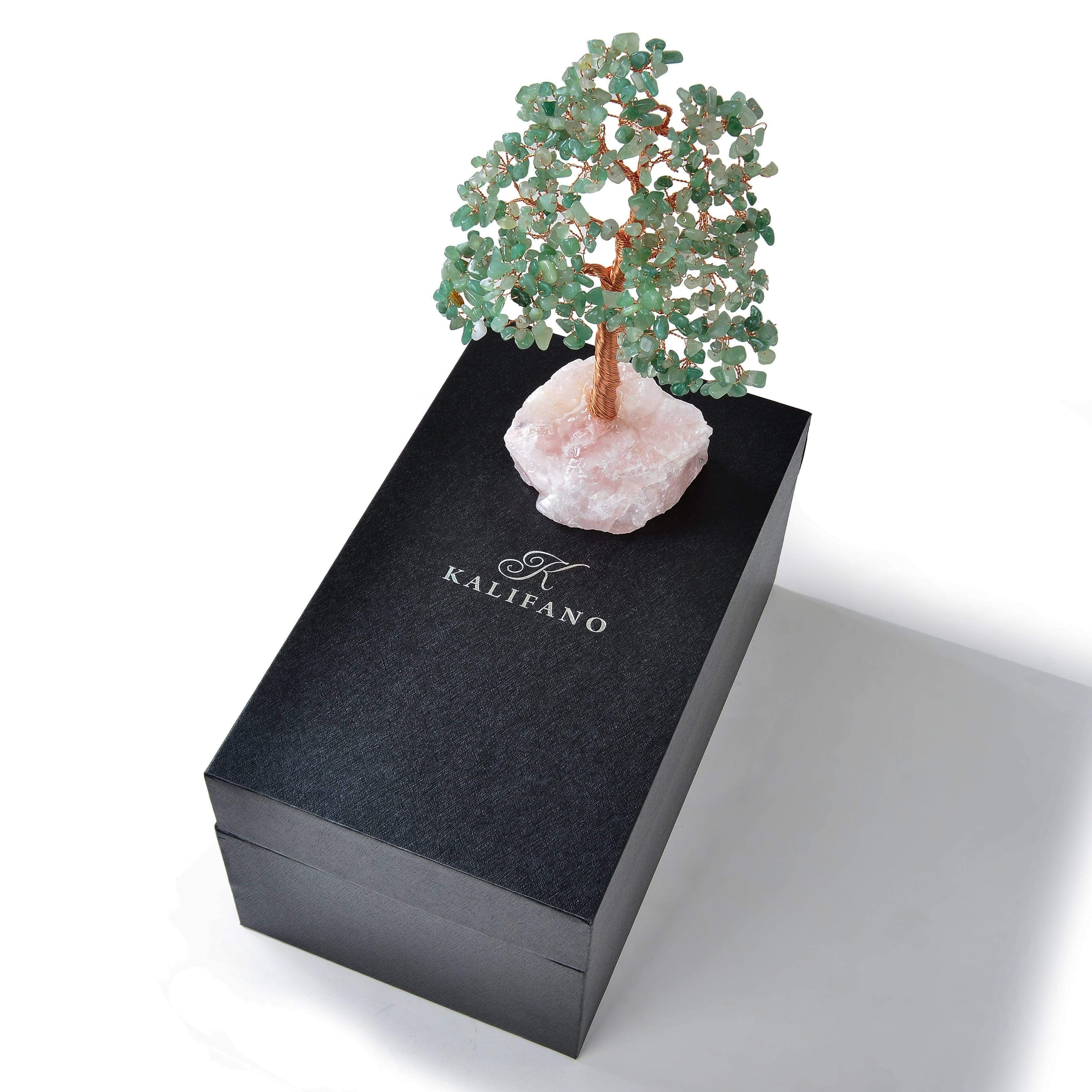 Kalifano Gemstone Trees Aventurine Tree of Life on Rose Quartz Base with 414 Natural Gemstones K965R-AV