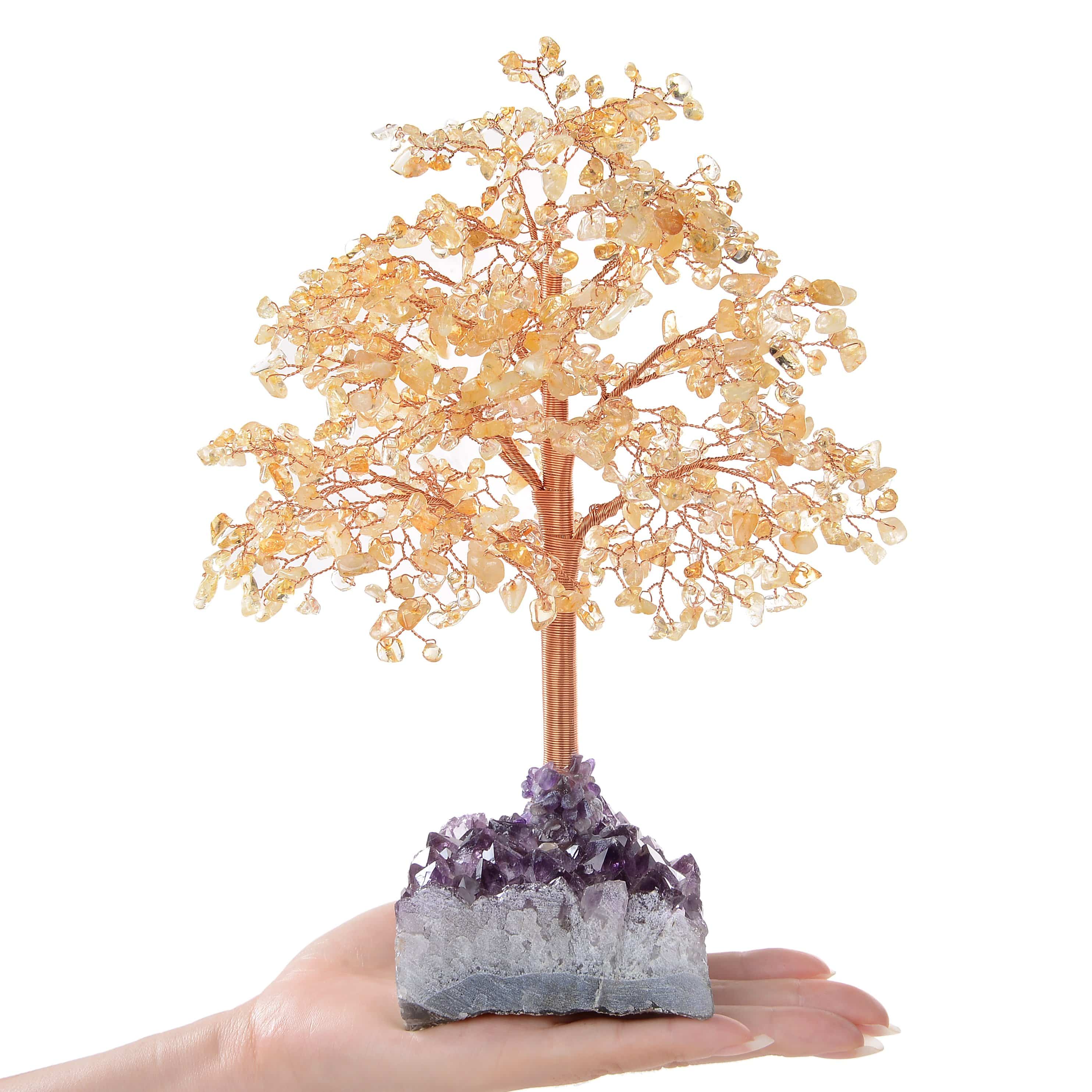 Kalifano Gemstone Trees Citrine Tree of Life on Amethyst Geode Base with 728 Natural Gemstones K9365AG-CT