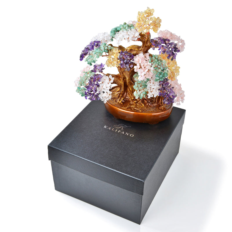 Kalifano Gemstone Trees Multi-Gemstone Tree of Life on Resin and Wood Base with 1,251 Natural Stones K9150N-MT