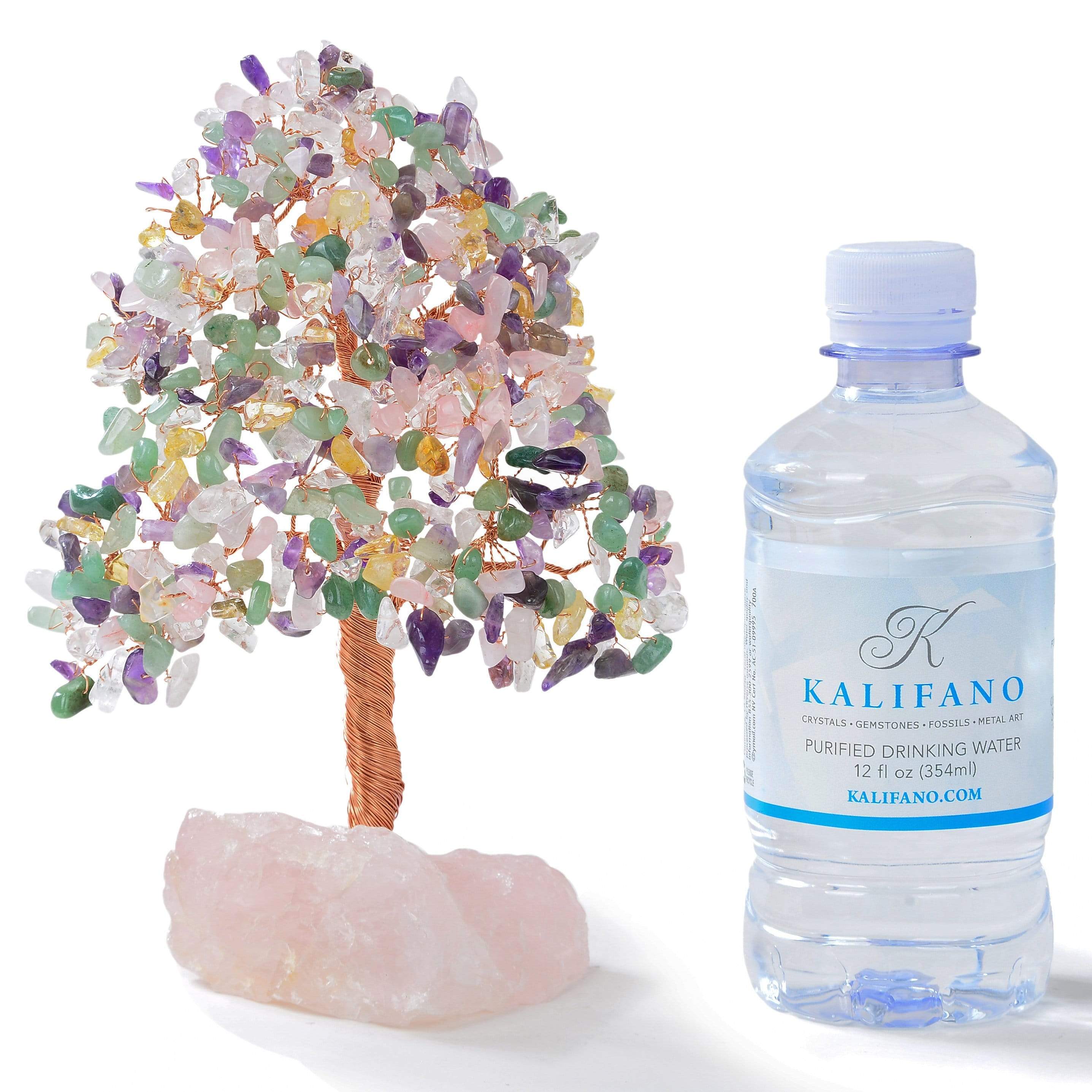 Kalifano Gemstone Trees Multi-Gemstone Tree of Life on Rose Quartz Base with 414 Natural Stones K965R-MT