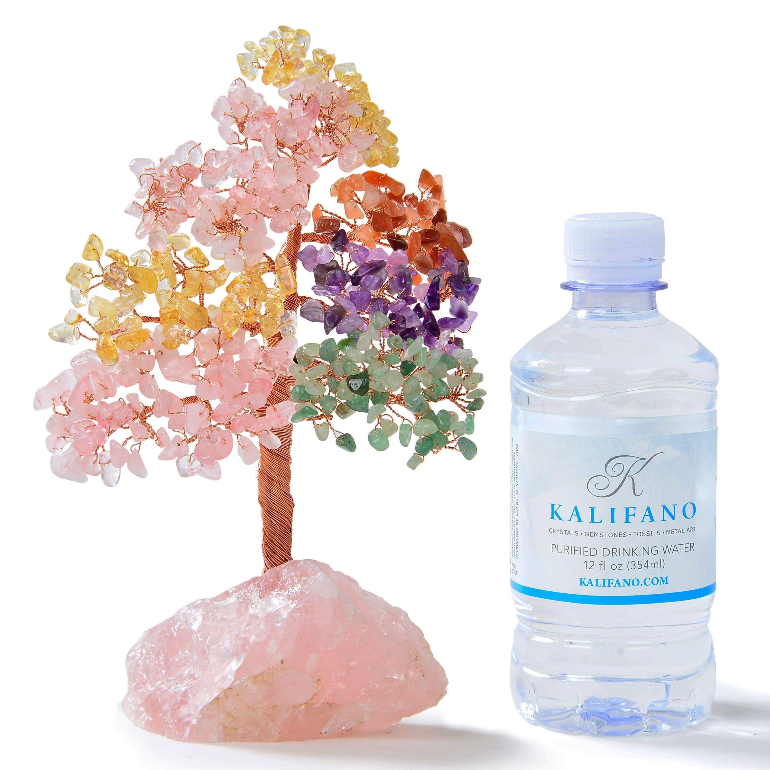 Kalifano Gemstone Trees Multi-Gemstone Tree of Life on Rose Quartz Base with 414 Natural Stones K965R-MT2