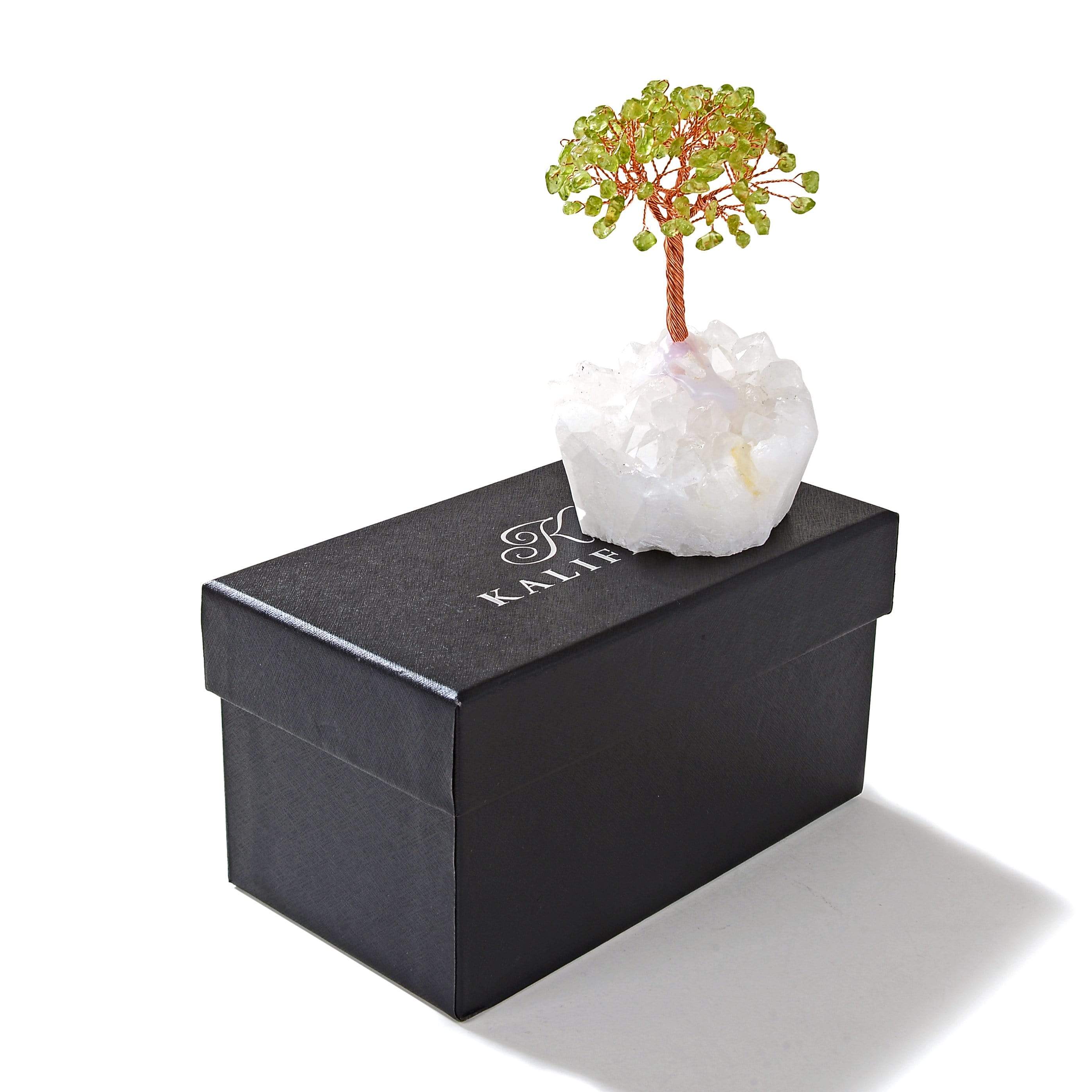 Kalifano Gemstone Trees Peridot Natural Gemstone Tree of Life with Quartz Base K922Q-PR
