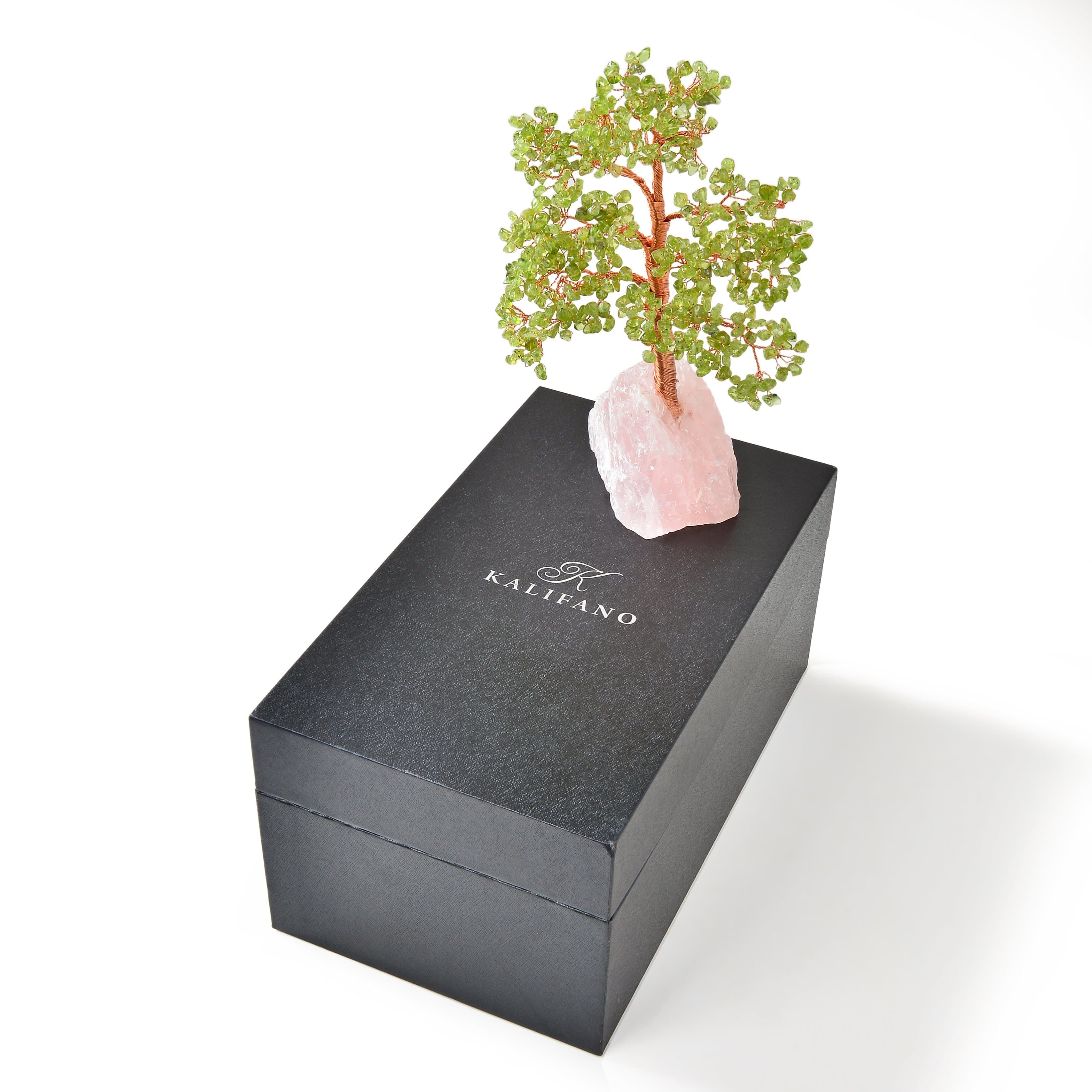 Kalifano Gemstone Trees Peridot Tree of Life on Rose Quartz Base with 414 Natural Gemstones K990R-PR