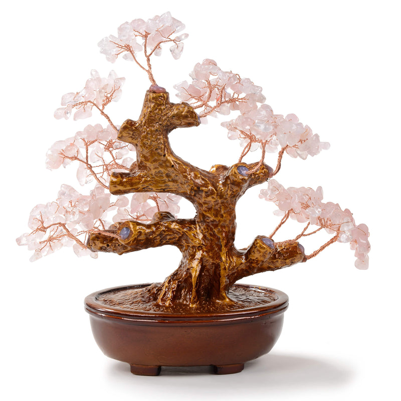 Kalifano Gemstone Trees Rose Quartz Bonsai Tree of Life with 360 Crystals K944-RQ
