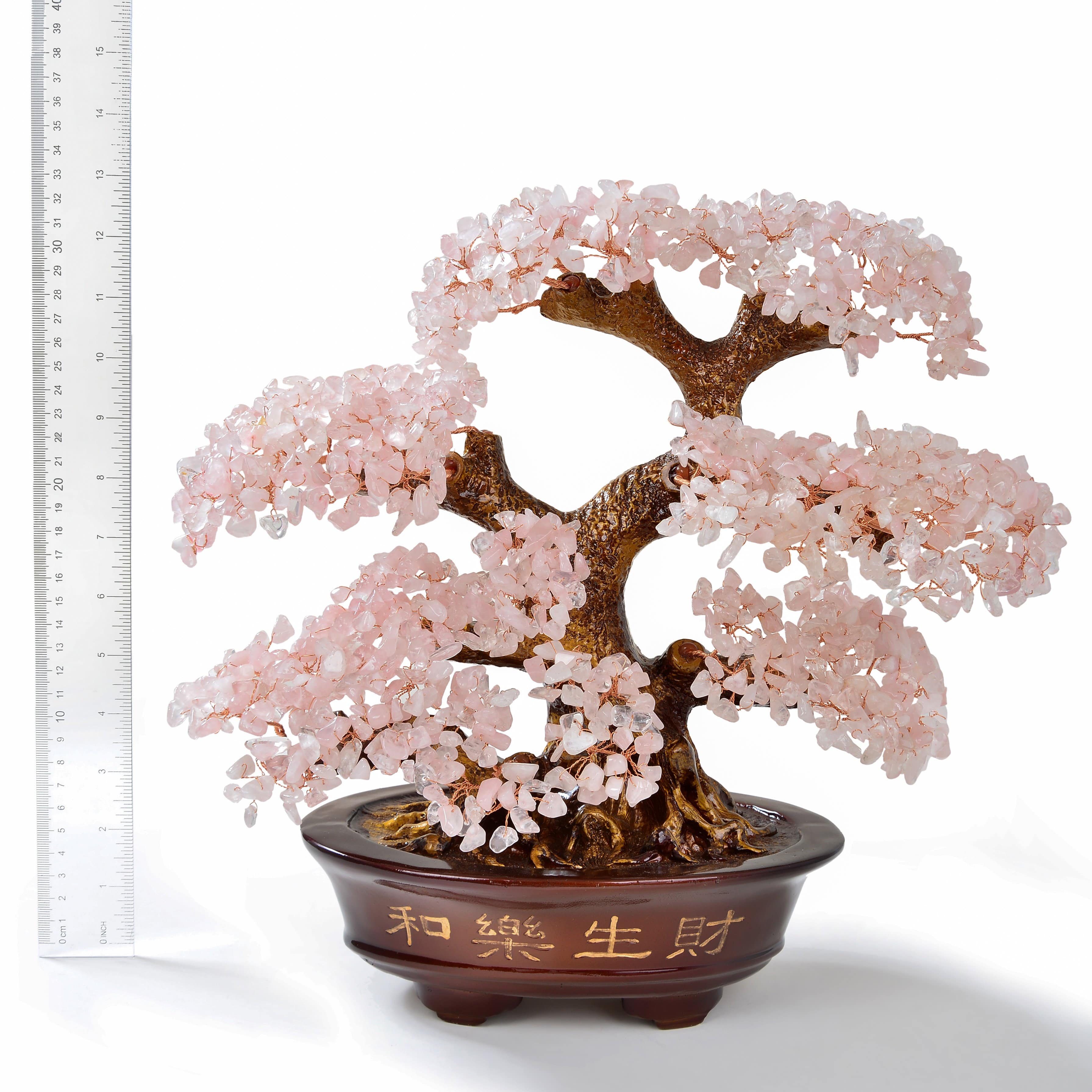 Rose Quartz Gemstone Tree of Life with Rose Quartz Base | KALIFANO