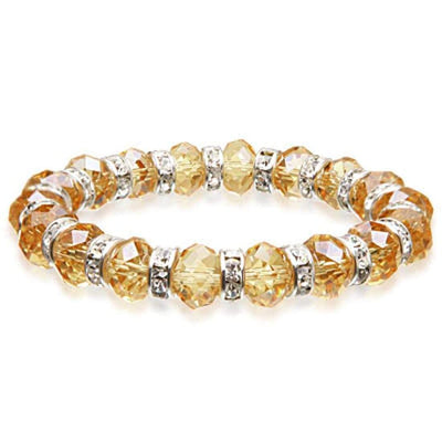 Kalifano Gorgeous Glass Jewelry Amber Gorgeous Glass Bracelet with Cubic Zirconia Crystals BLUE-BGG-27