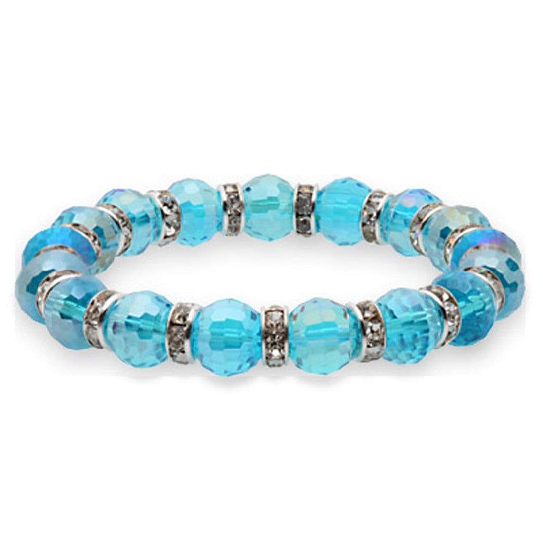 Kalifano Gorgeous Glass Jewelry Aqua Marine Gorgeous Glass Bracelet with Cubic Zirconia Crystals BLUE-BGG-A